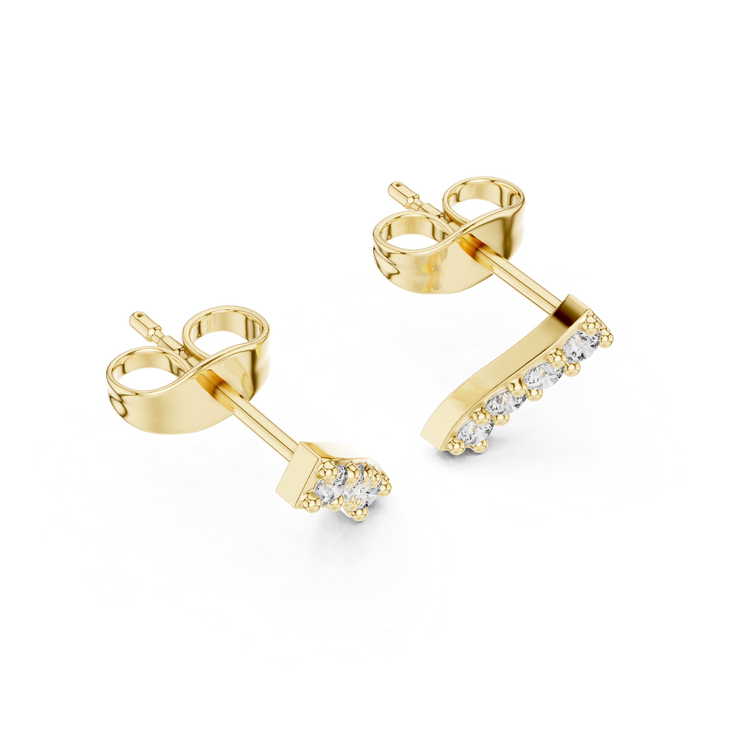 Pave Leaf Diamond Stud Earrings in Yellow Gold - VYKA Diamonds