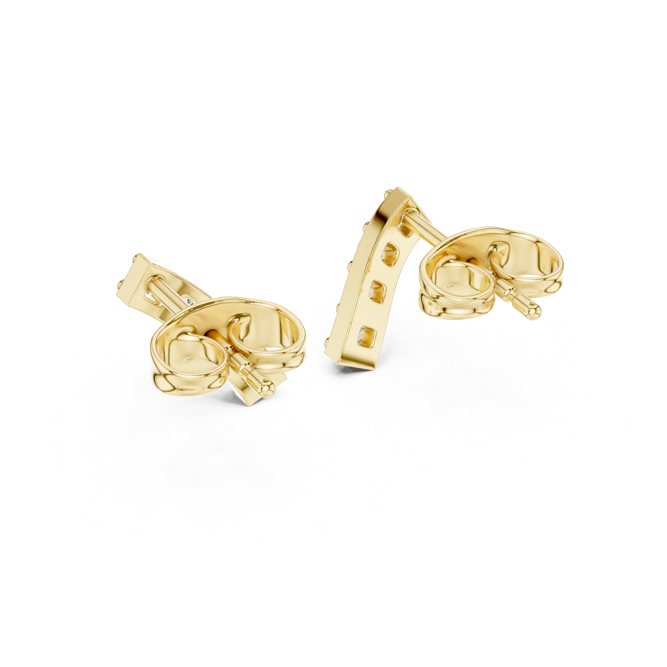 Pave Leaf Diamond Stud Earrings in Yellow Gold - VYKA Diamonds