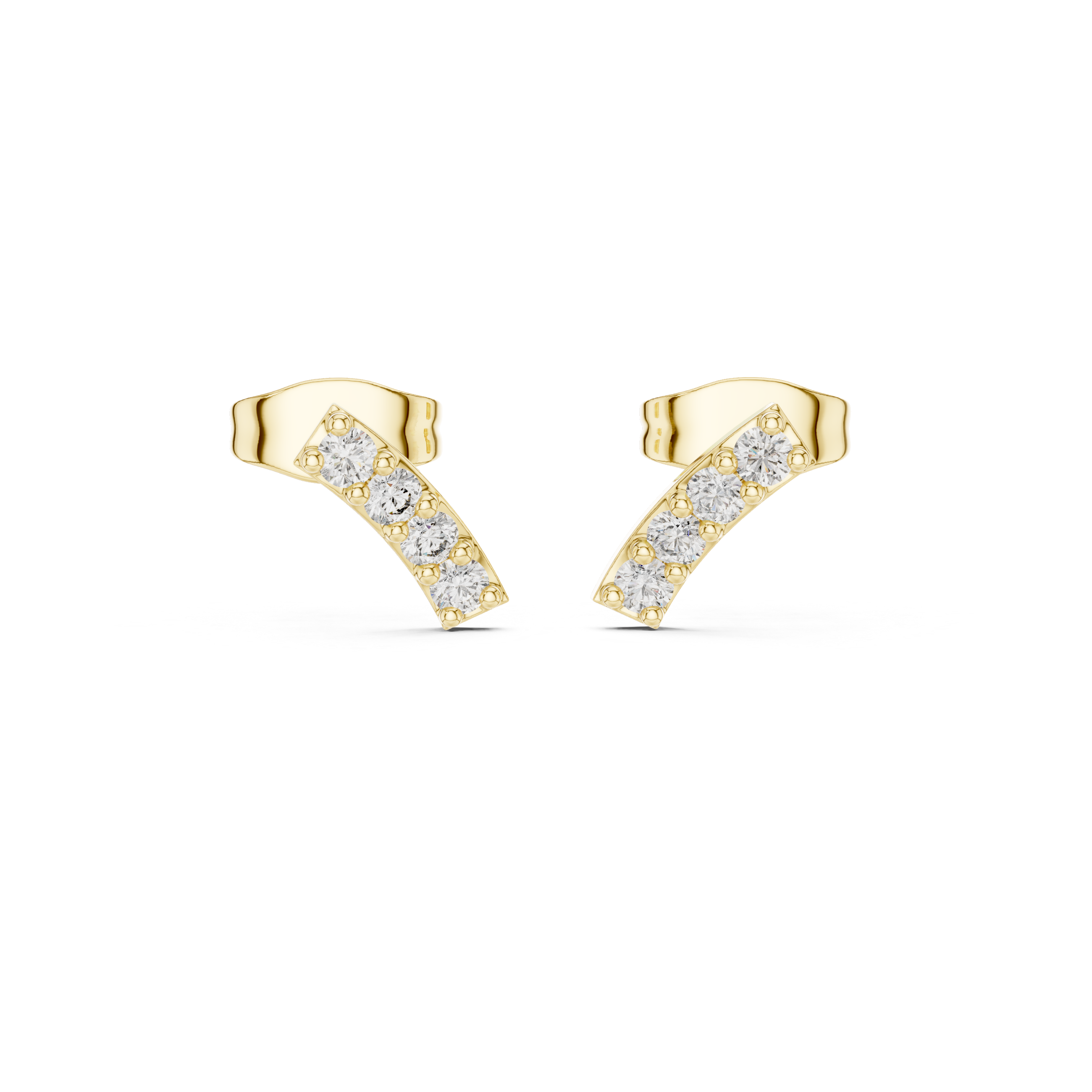 Pave Leaf Diamond Stud Earrings in Yellow Gold - VYKA Diamonds