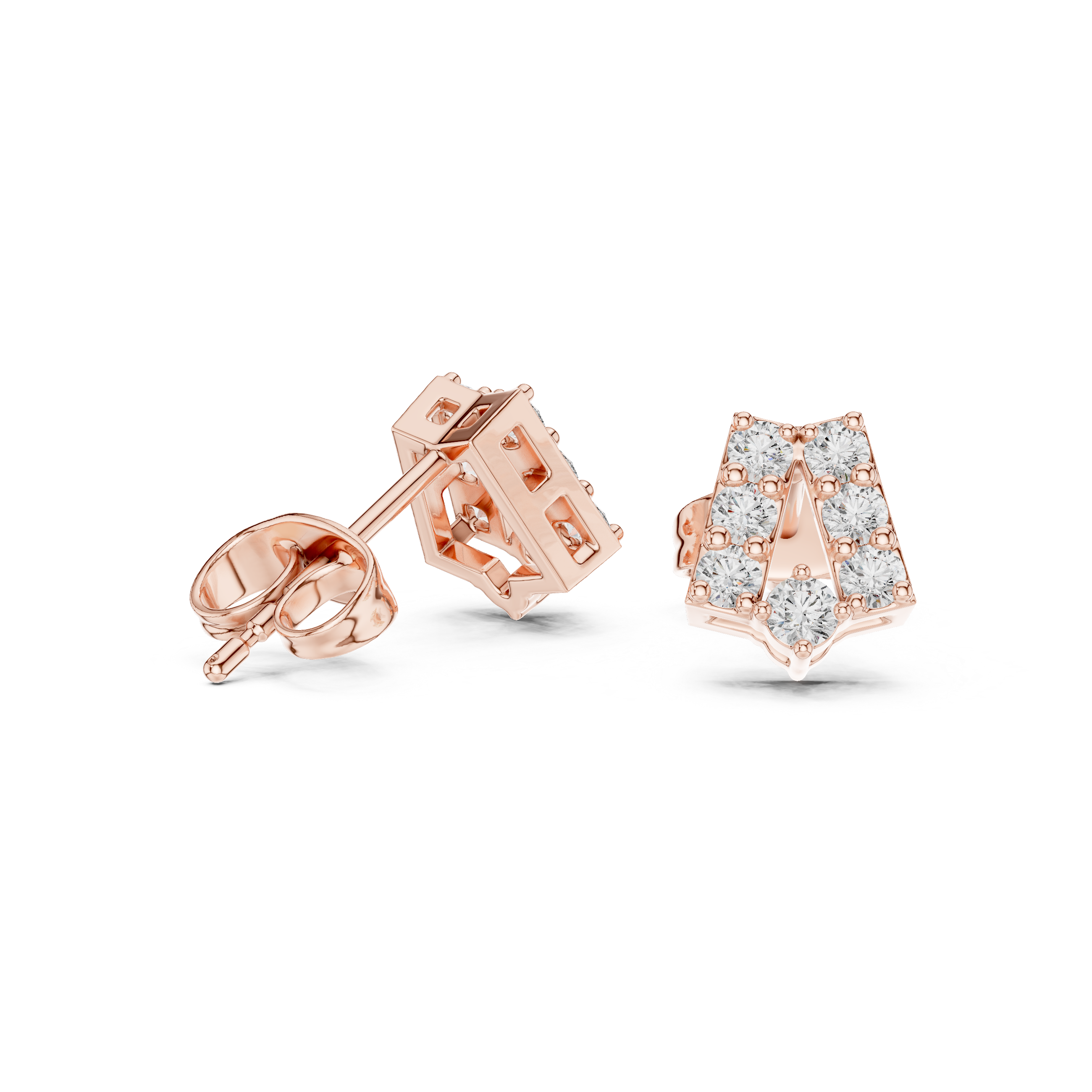 Twisted Crown Diamond Stud Earrings in Rose Gold - VYKA Diamonds