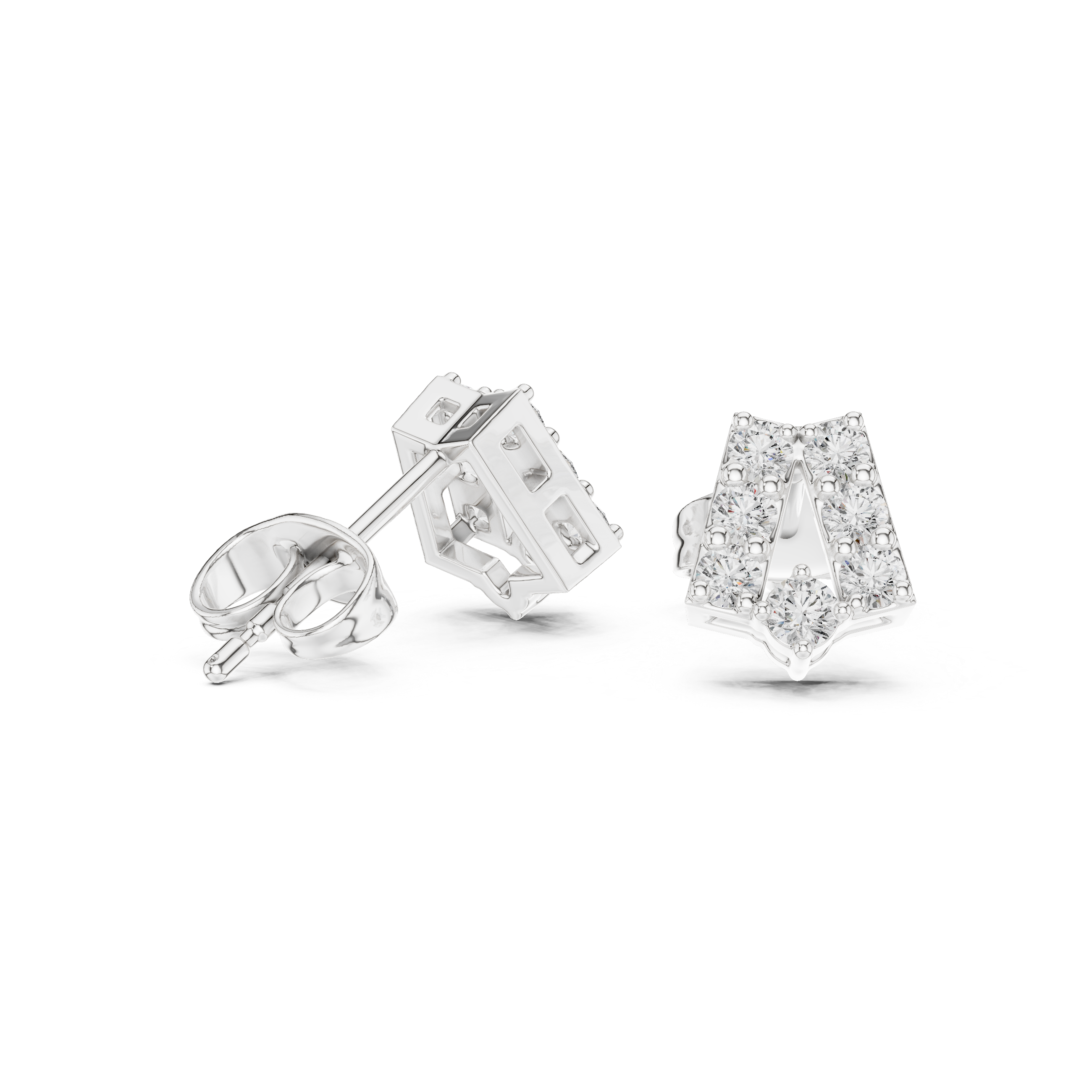 Twisted Crown Diamond Stud Earrings in White Gold - VYKA Diamonds