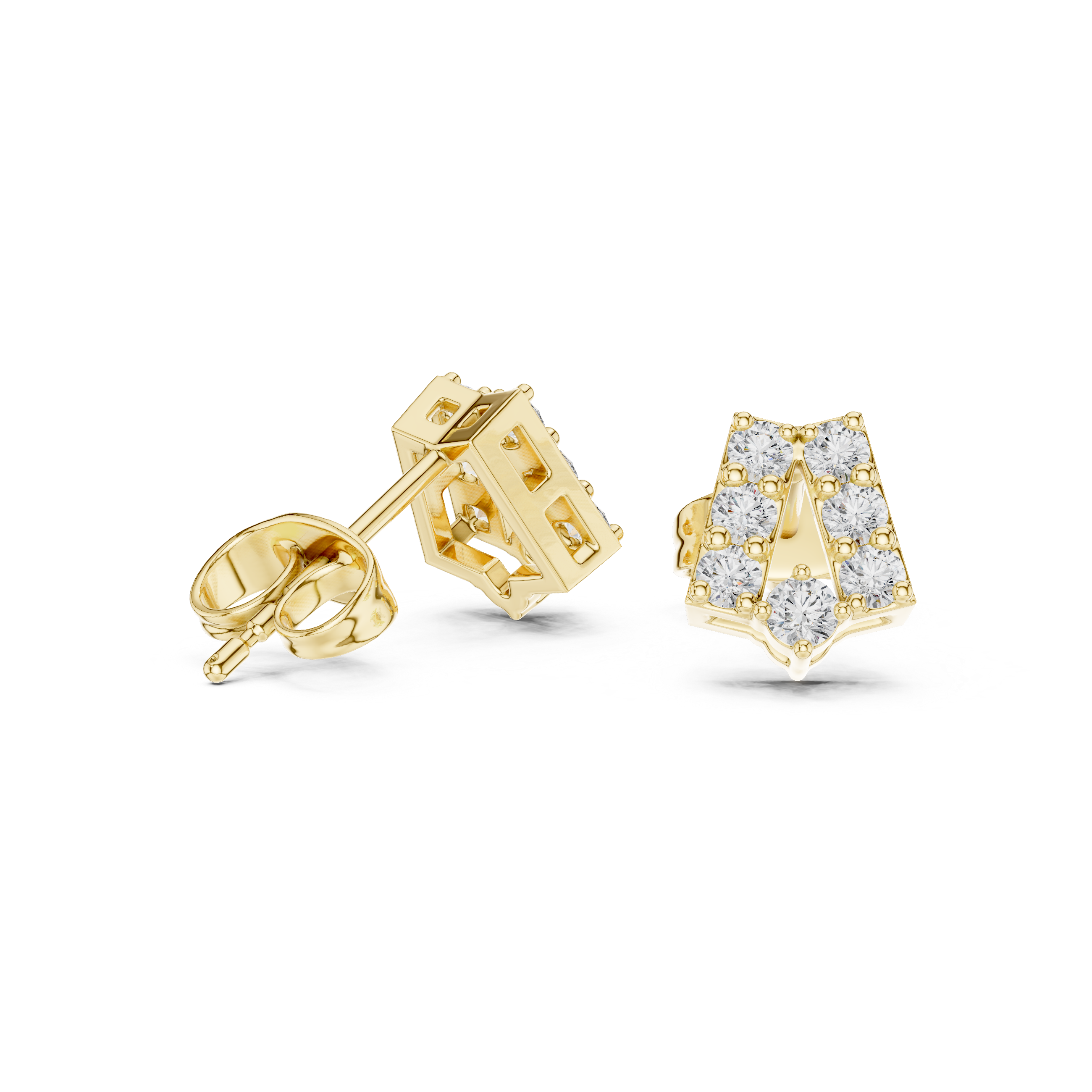 Twisted Crown Diamond Stud Earrings in Yellow Gold - VYKA Diamonds