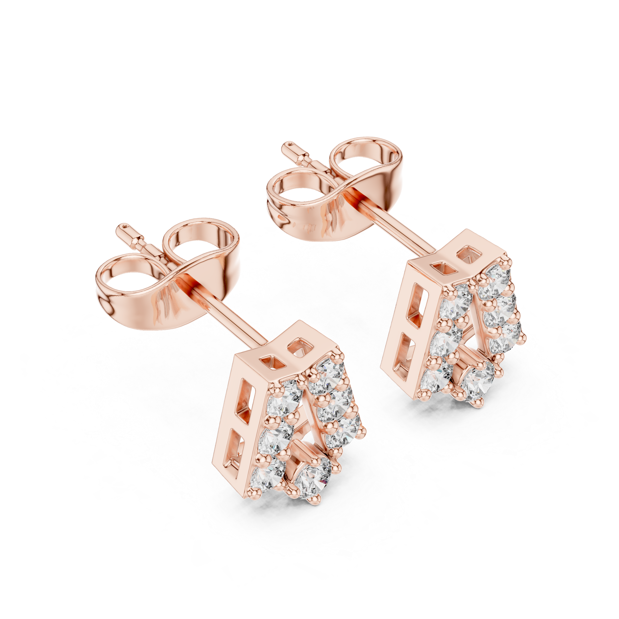 Twisted Crown Diamond Stud Earrings in Rose Gold - VYKA Diamonds