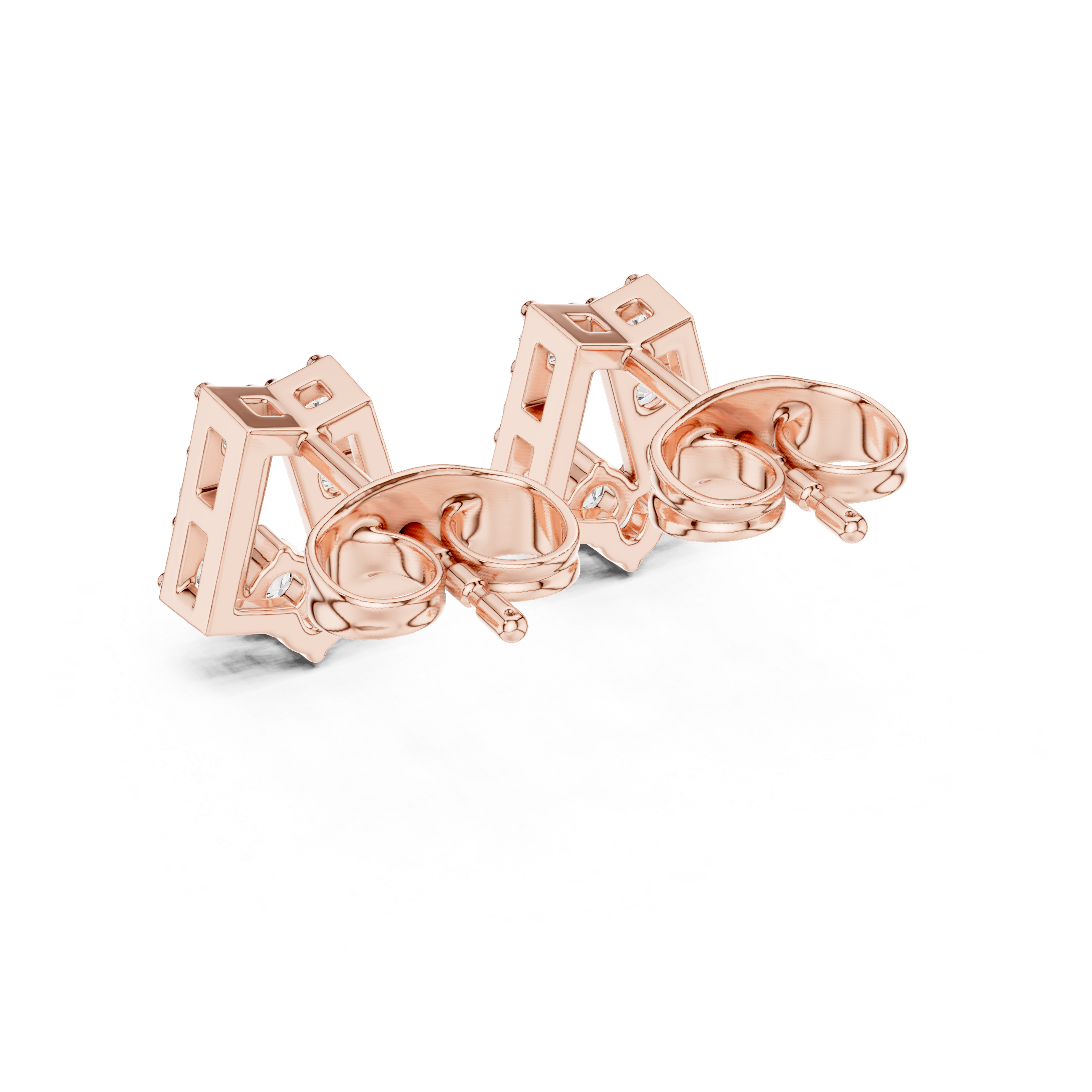 Twisted Crown Diamond Stud Earrings in Rose Gold - VYKA Diamonds