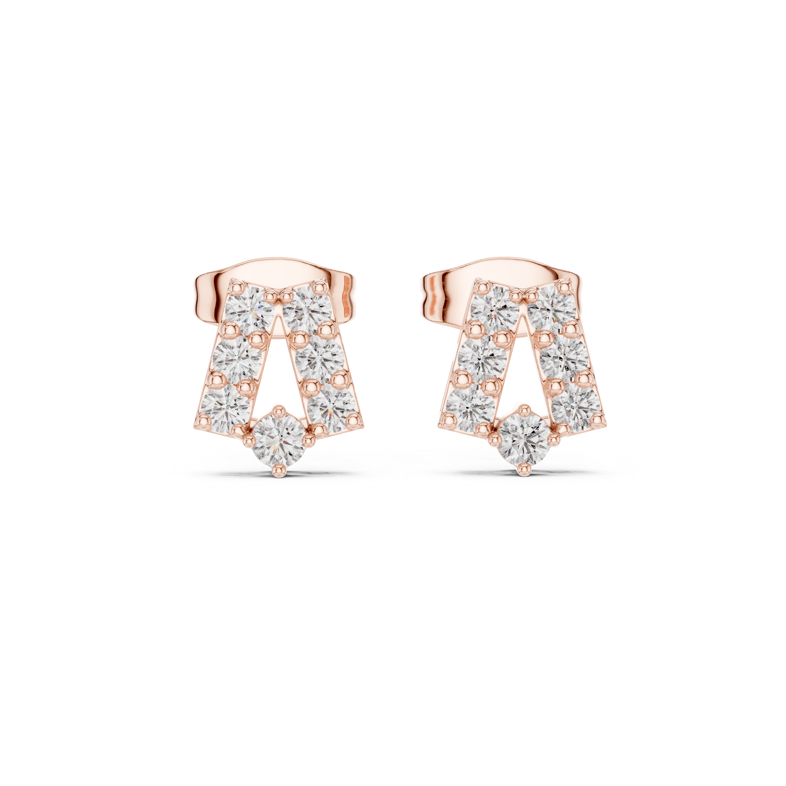 Twisted Crown Diamond Stud Earrings in Rose Gold - VYKA Diamonds