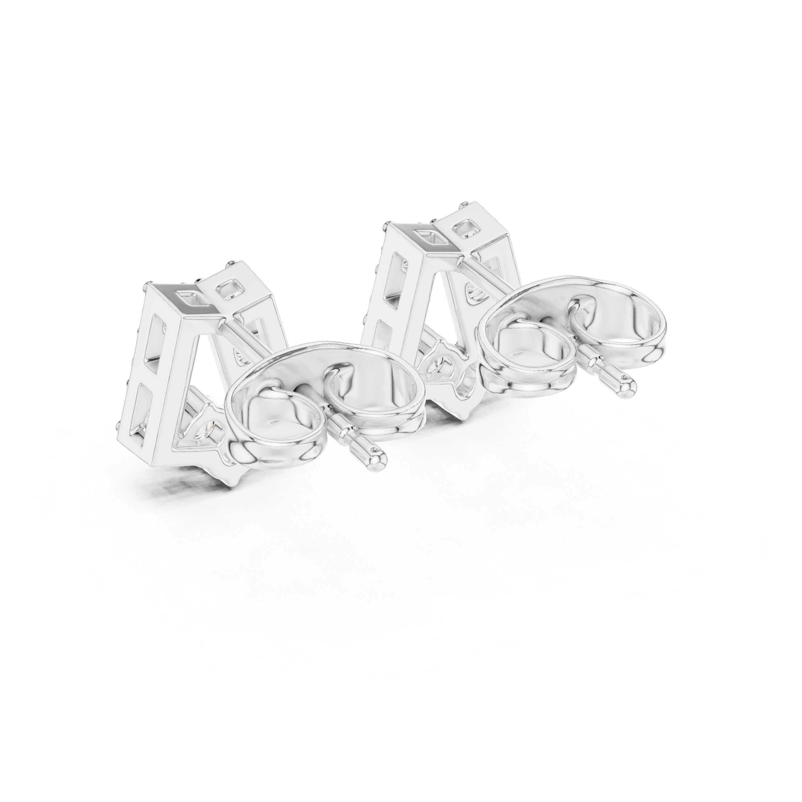 Twisted Crown Diamond Stud Earrings in White Gold - VYKA Diamonds