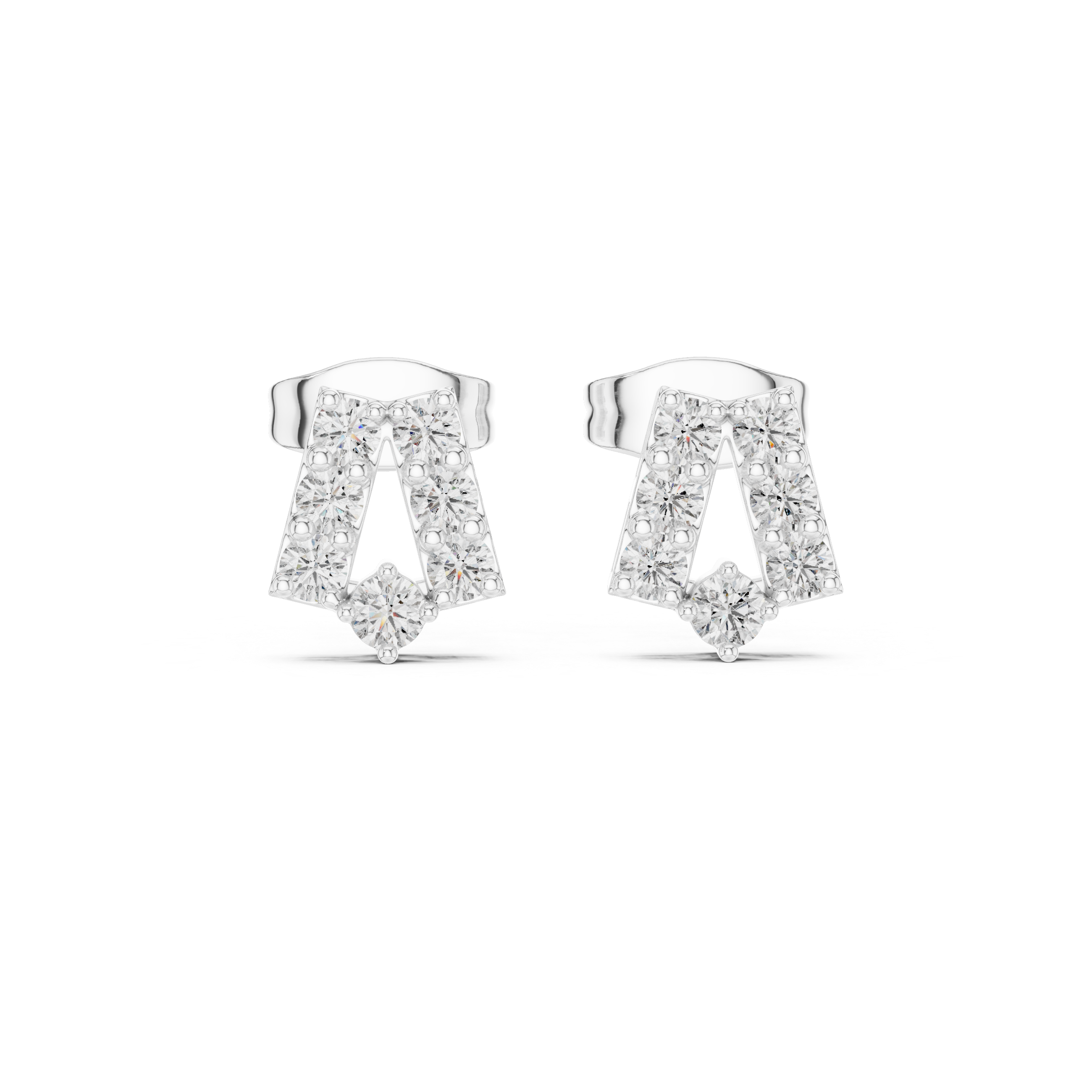 Twisted Crown Diamond Stud Earrings in White Gold - VYKA Diamonds