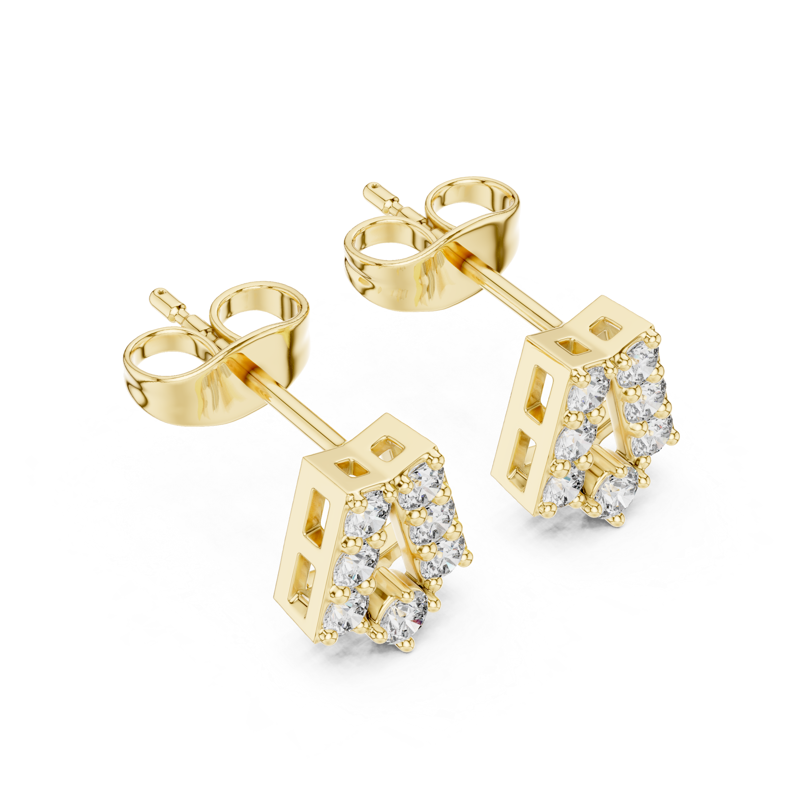 Twisted Crown Diamond Stud Earrings in Yellow Gold - VYKA Diamonds