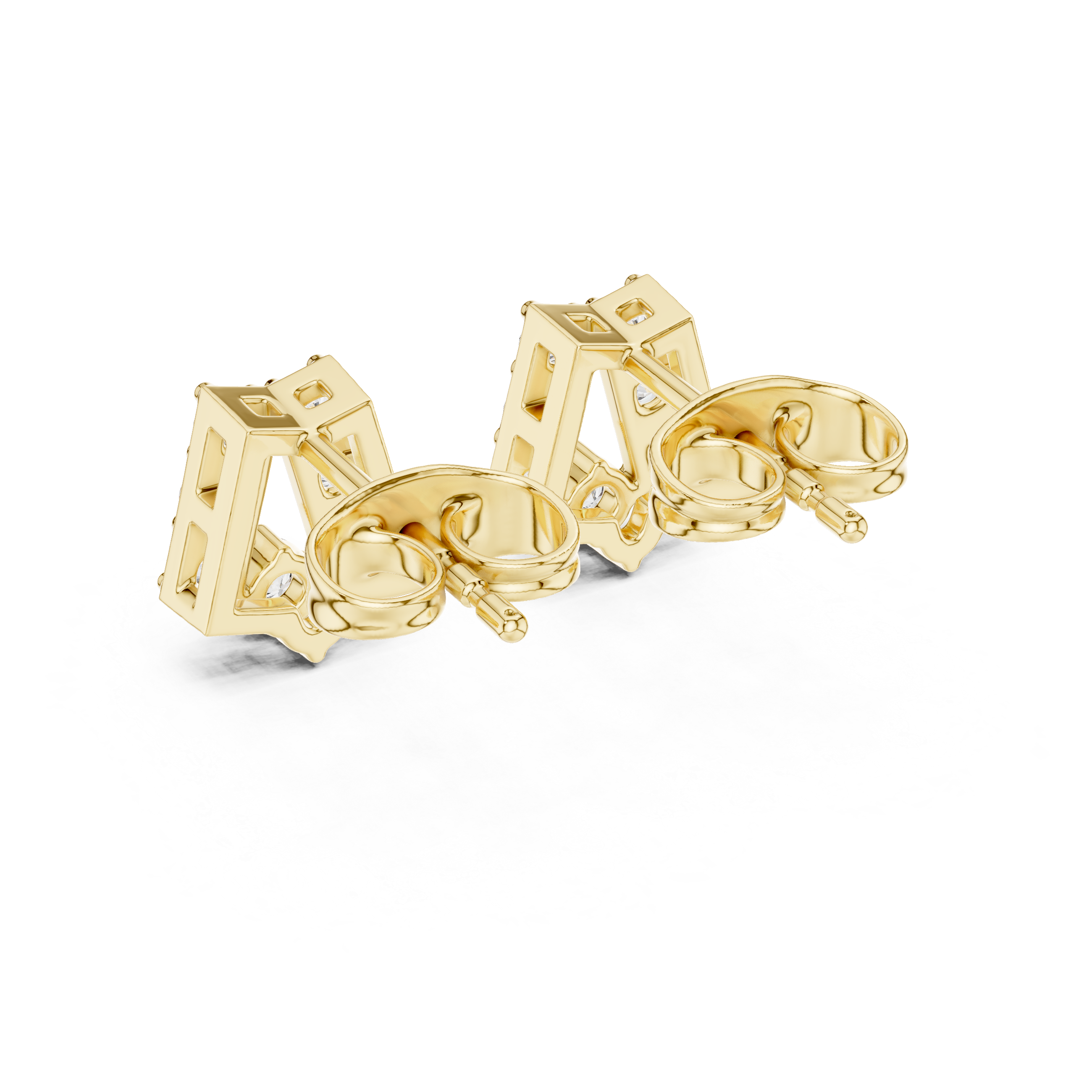 Twisted Crown Diamond Stud Earrings in Yellow Gold - VYKA Diamonds