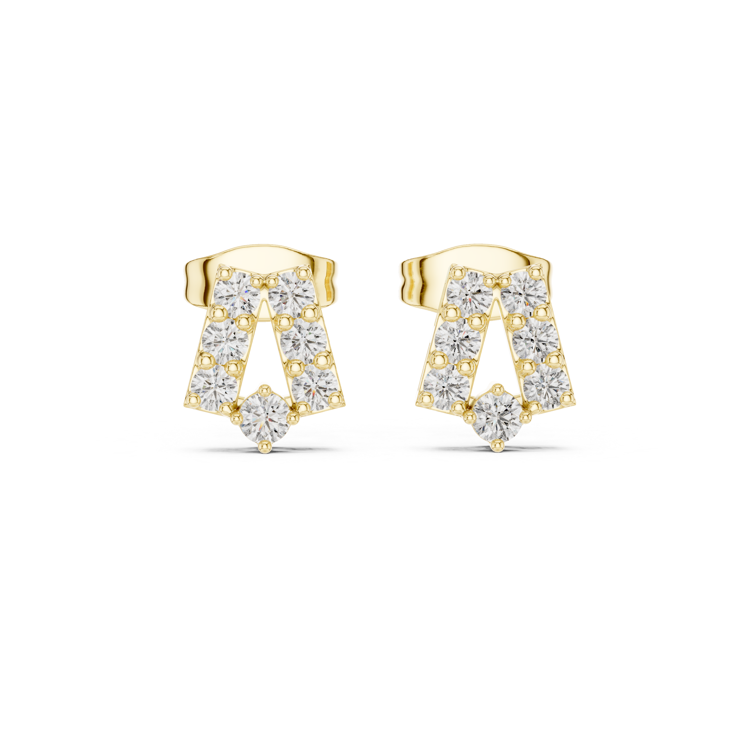 Twisted Crown Diamond Stud Earrings in Yellow Gold - VYKA Diamonds