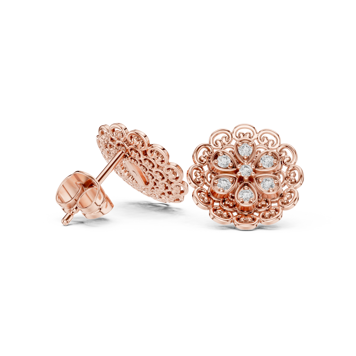 Baguette Rail Diamond Stud Earrings