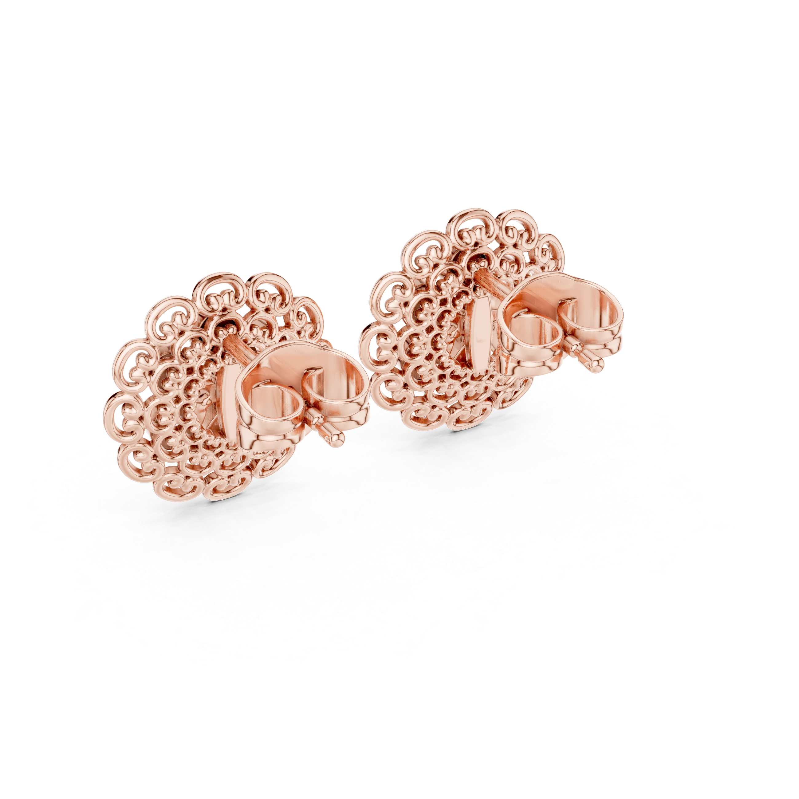 Baguette Rail Diamond Stud Earrings in Rose Gold - VYKA Diamonds