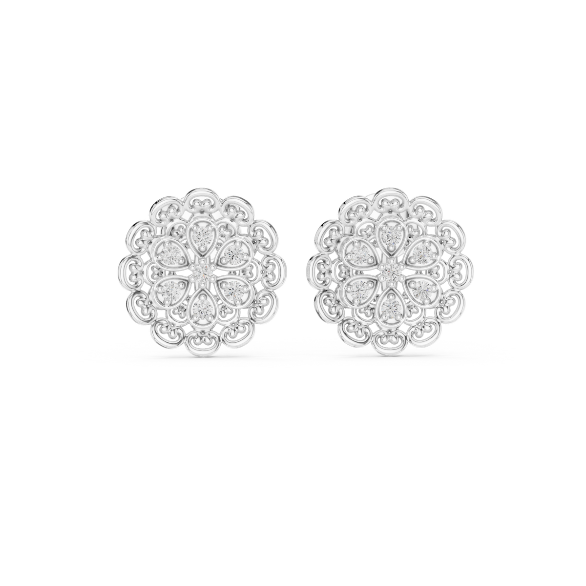 Baguette Rail Diamond Stud Earrings