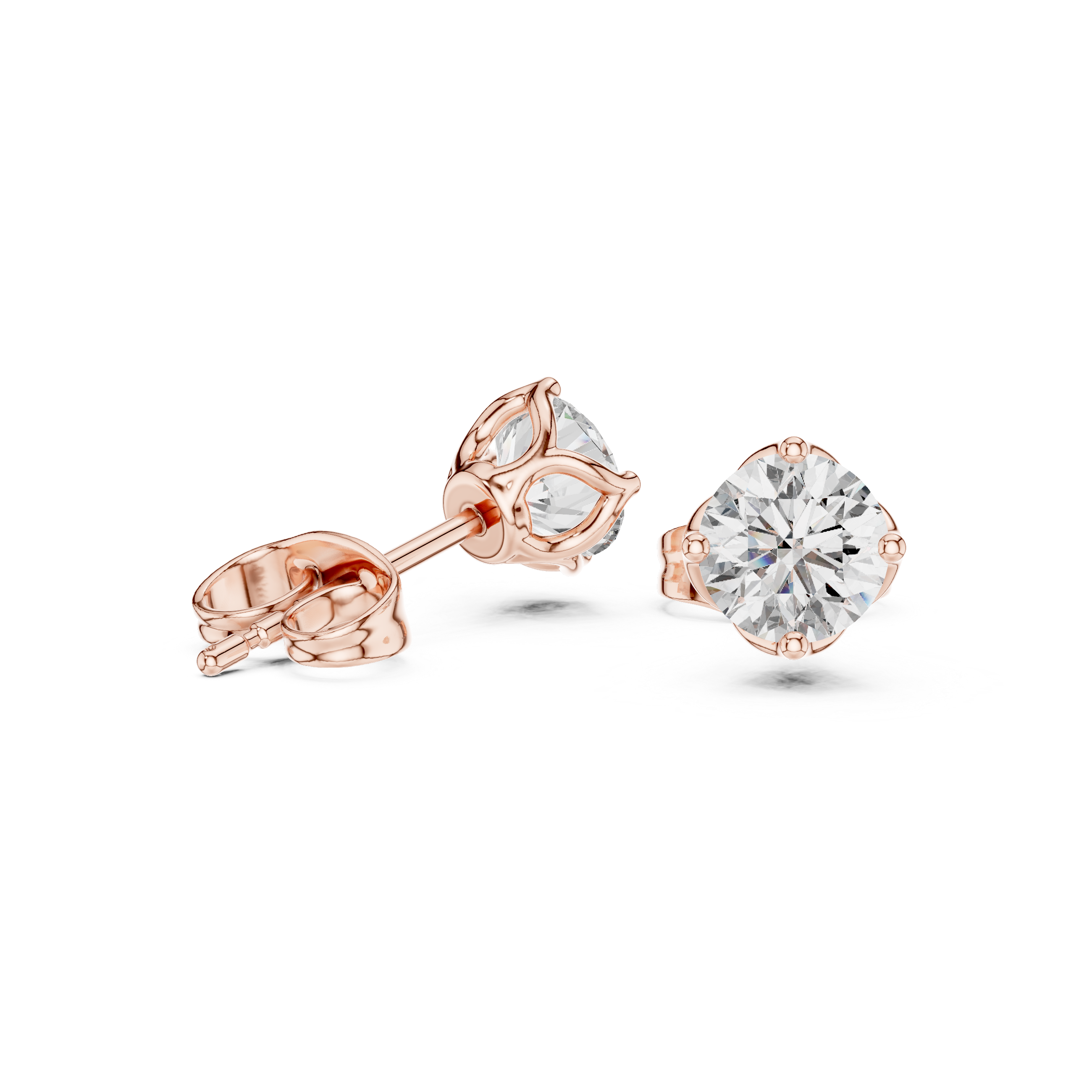 Round Pave Dome Diamond Stud Earrings in Rose Gold - VYKA Diamonds