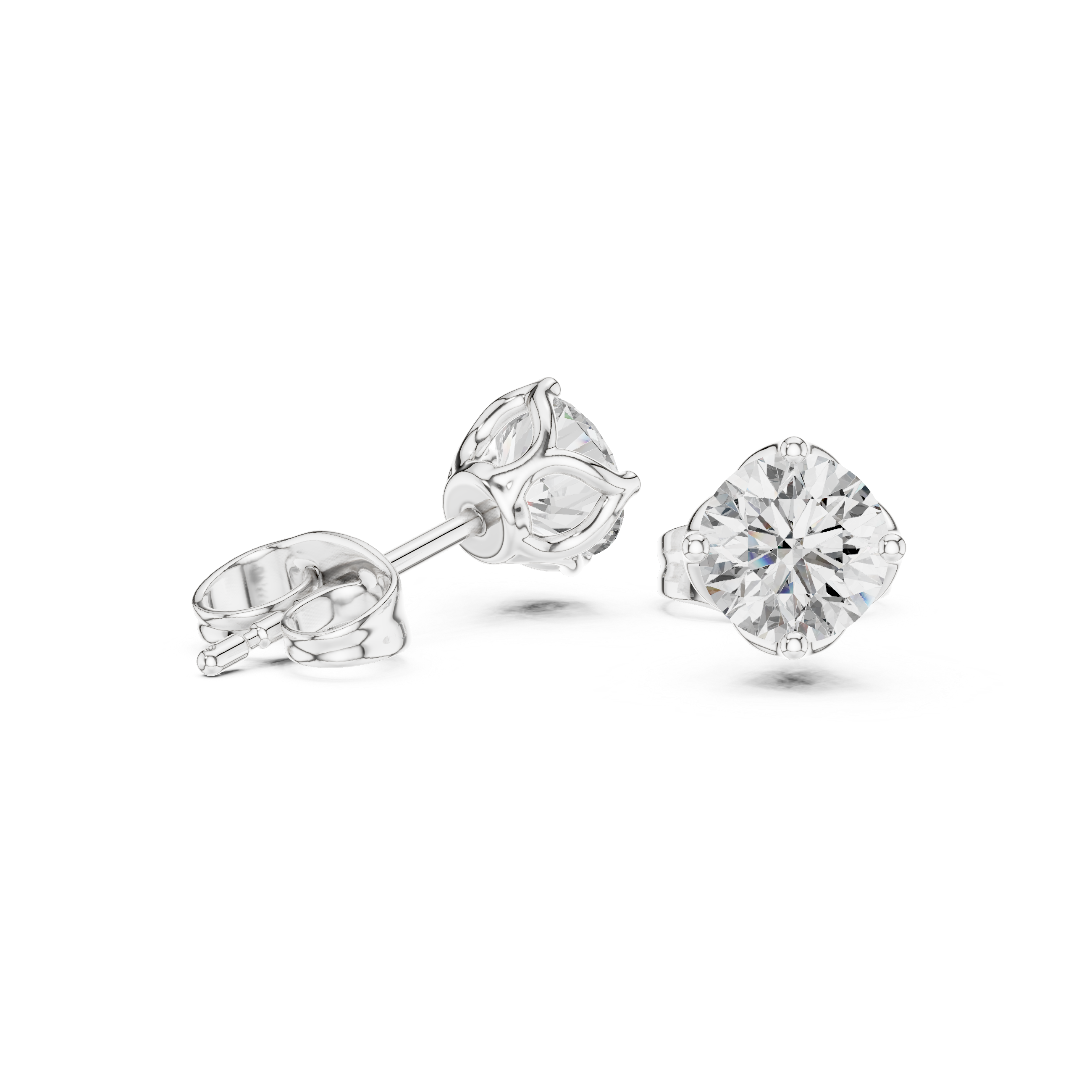Round Pave Dome Diamond Stud Earrings in White Gold - VYKA Diamonds