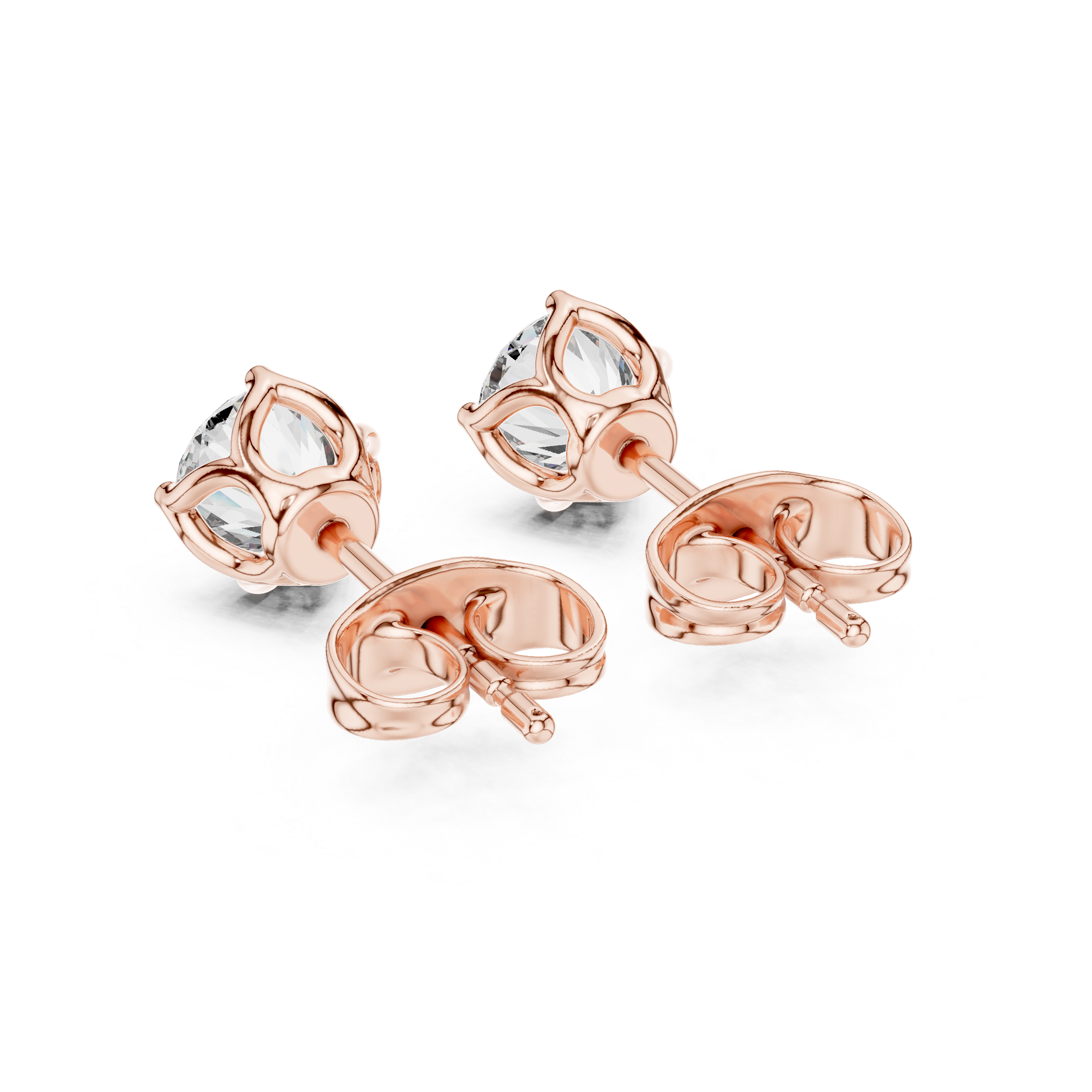 Round Pave Dome Diamond Stud Earrings in Rose Gold - VYKA Diamonds