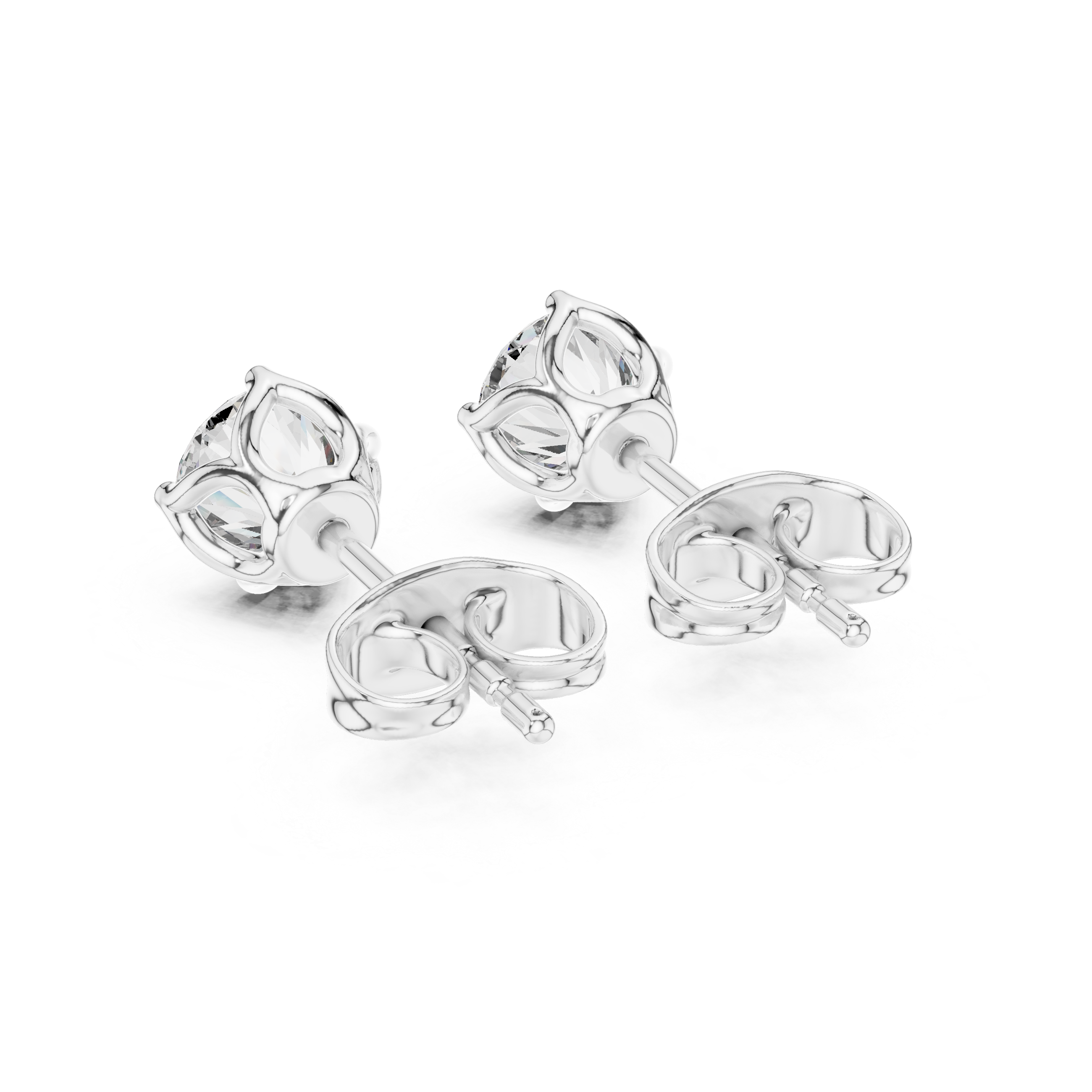 Round Pave Dome Diamond Stud Earrings in White Gold - VYKA Diamonds