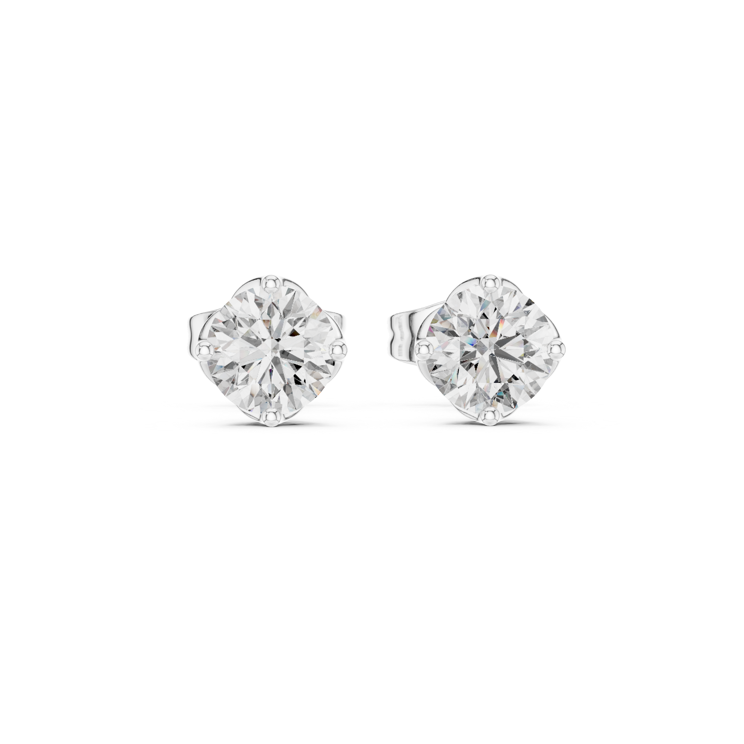 Round Pave Dome Diamond Stud Earrings in White Gold - VYKA Diamonds