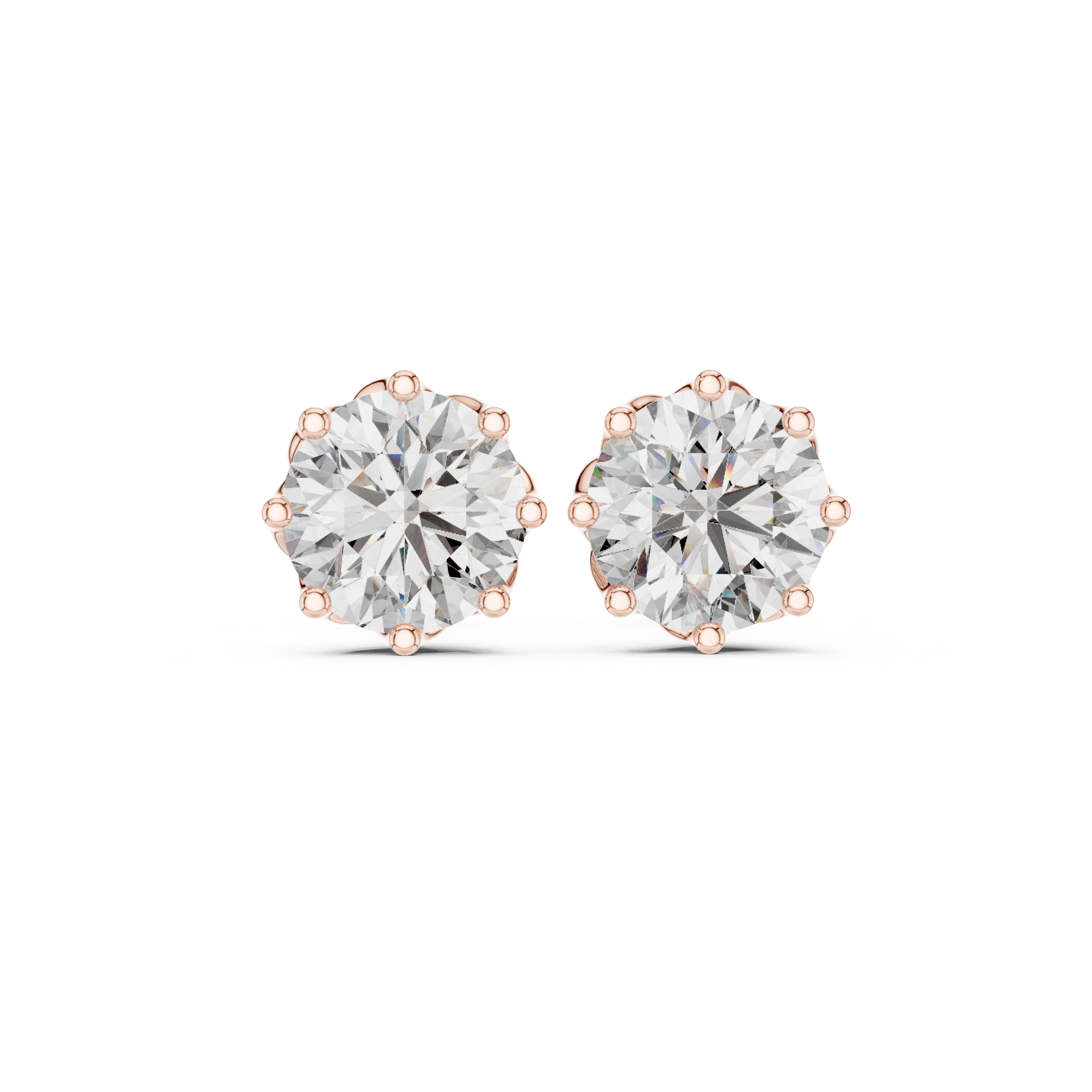 Stepped Tier Diamond Stud Earrings in Rose Gold - VYKA Diamonds