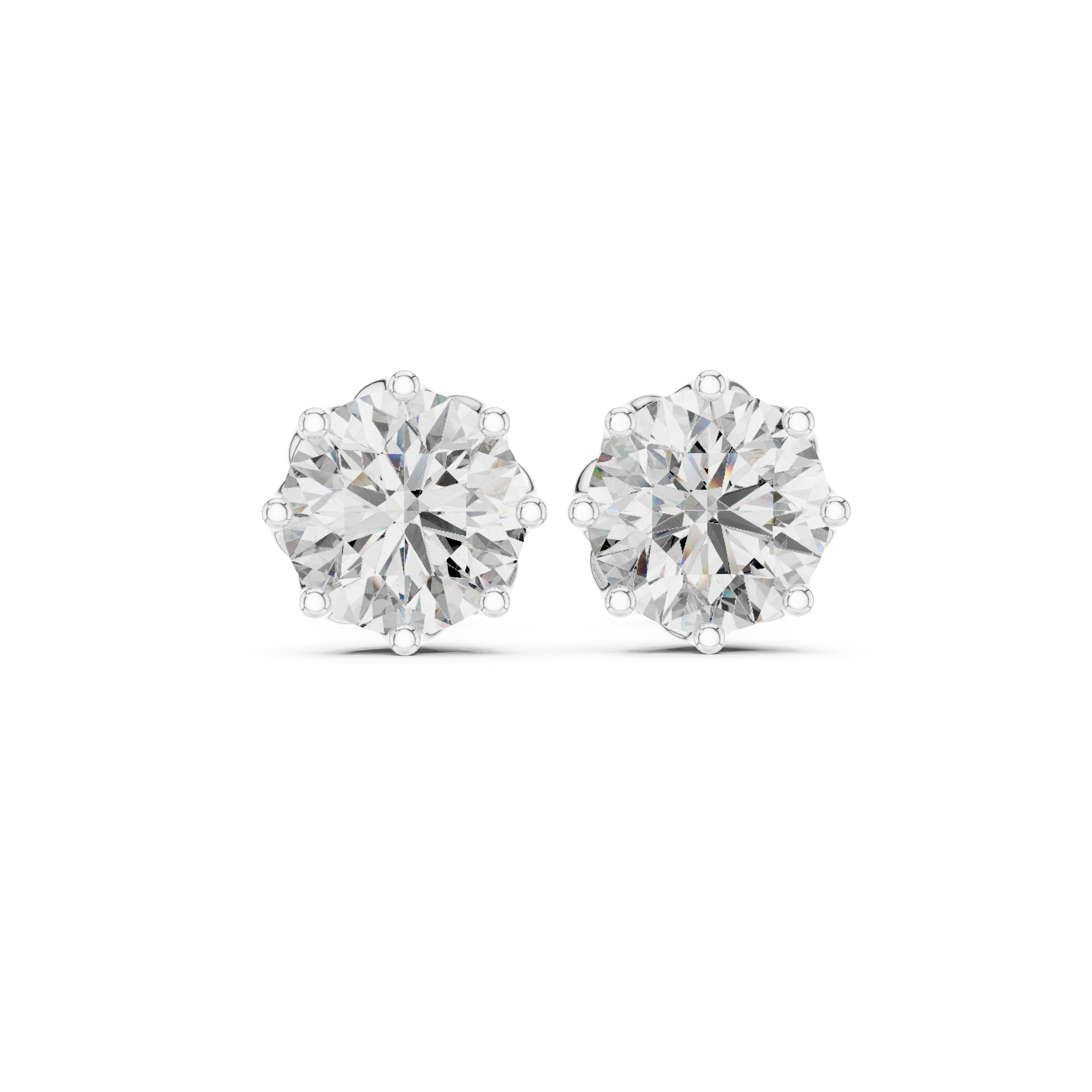 Stepped Tier Diamond Stud Earrings in White Gold - VYKA Diamonds