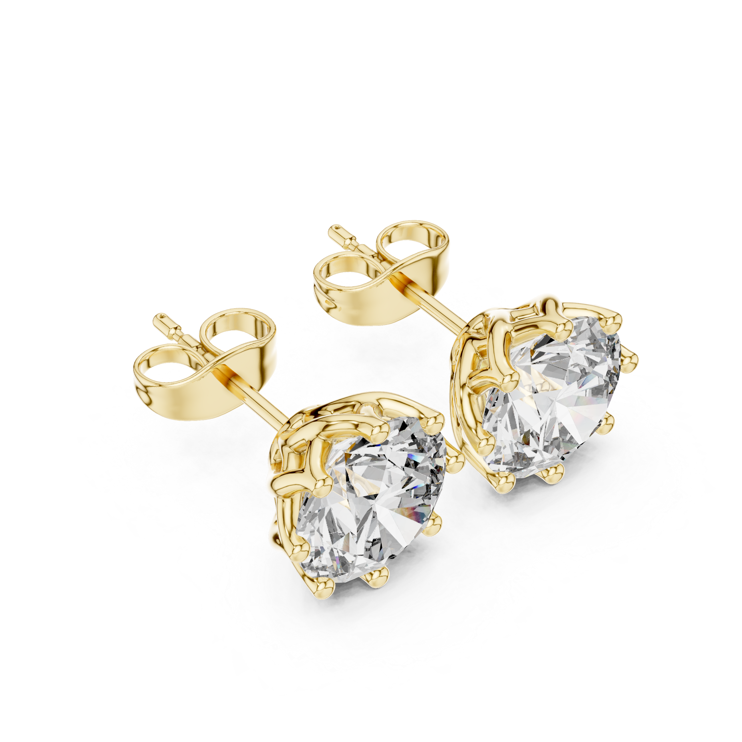 Stepped Tier Diamond Stud Earrings in Yellow Gold - VYKA Diamonds