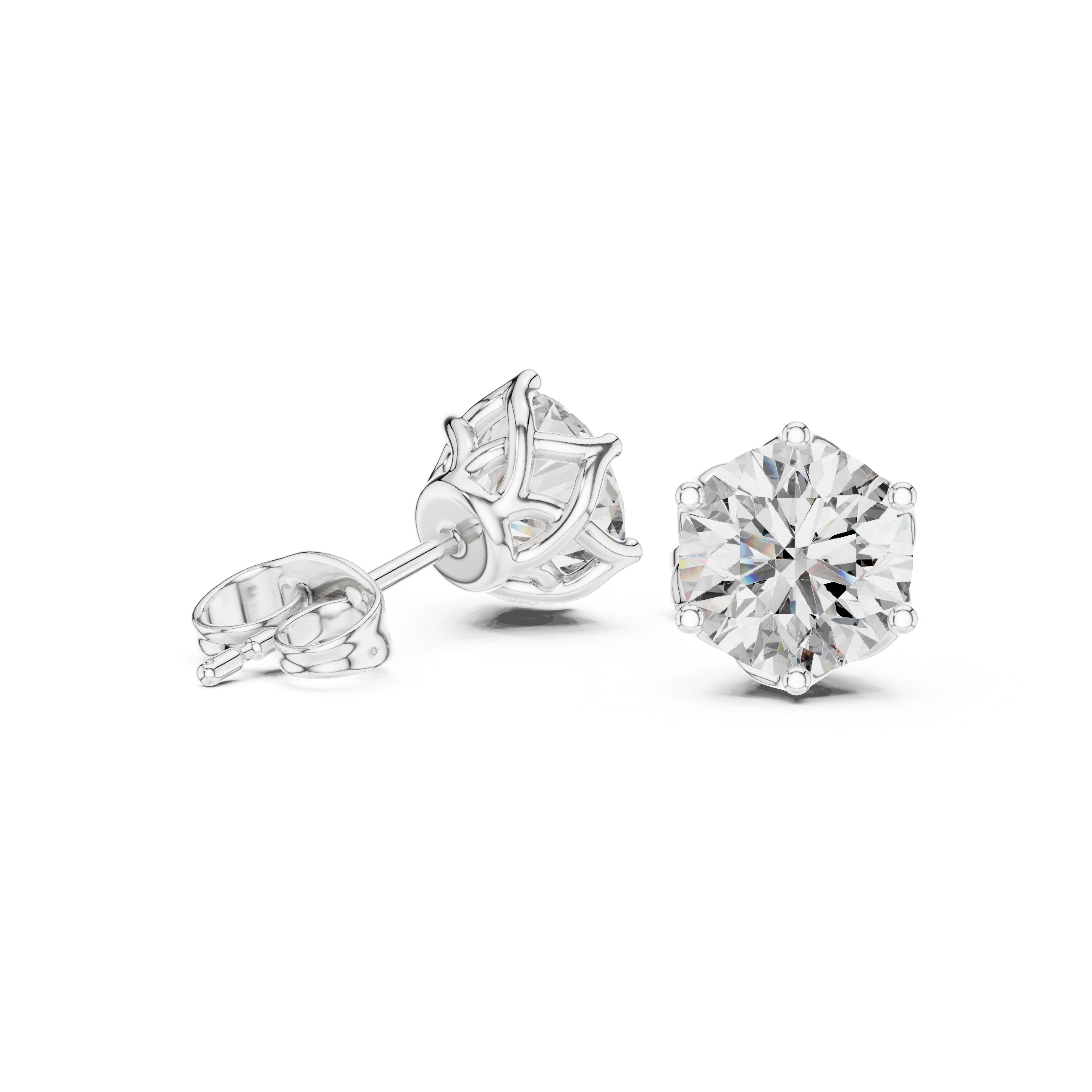 Open Petal Diamond Stud Earrings in White Gold - VYKA Diamonds