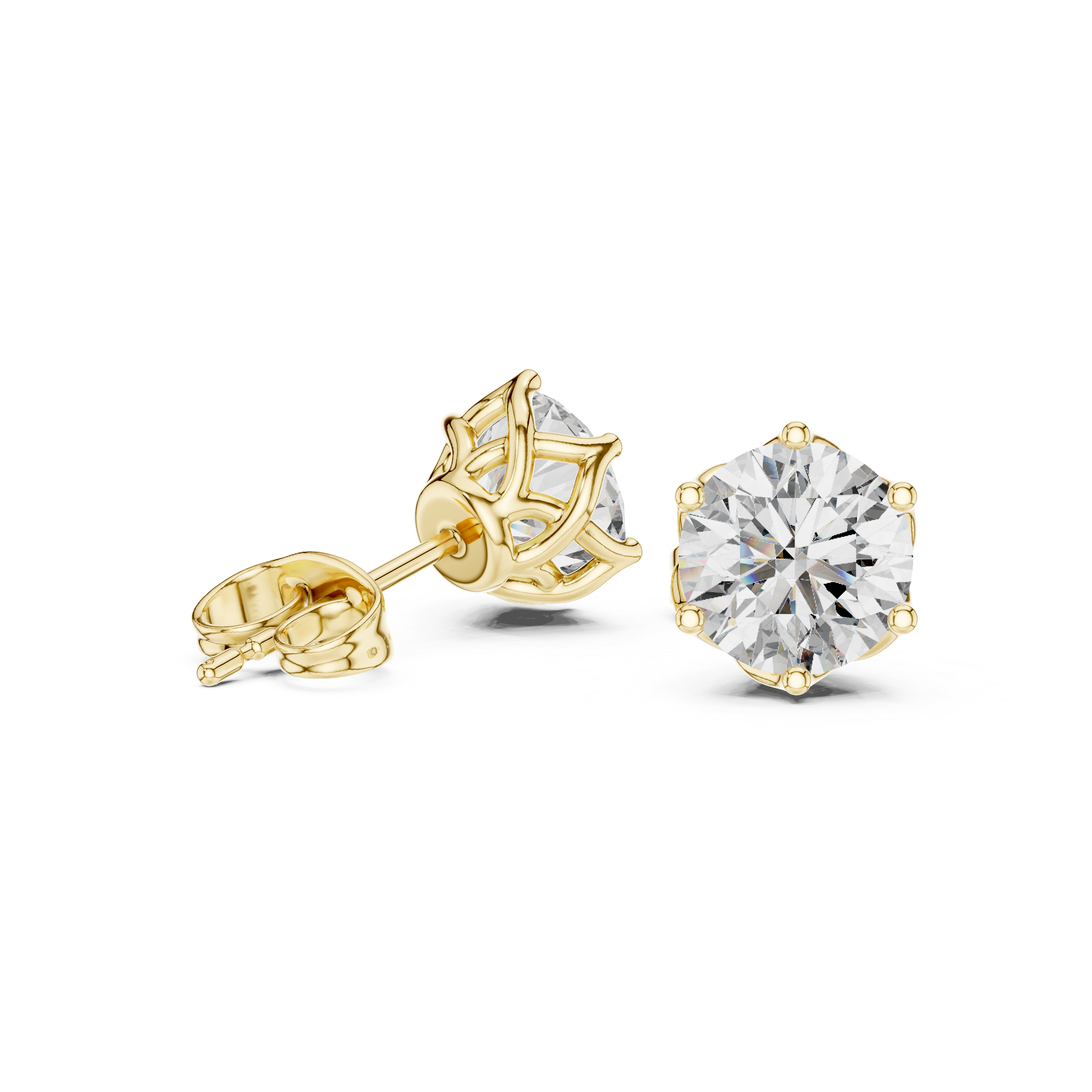Open Petal Diamond Stud Earrings in Yellow Gold - VYKA Diamonds