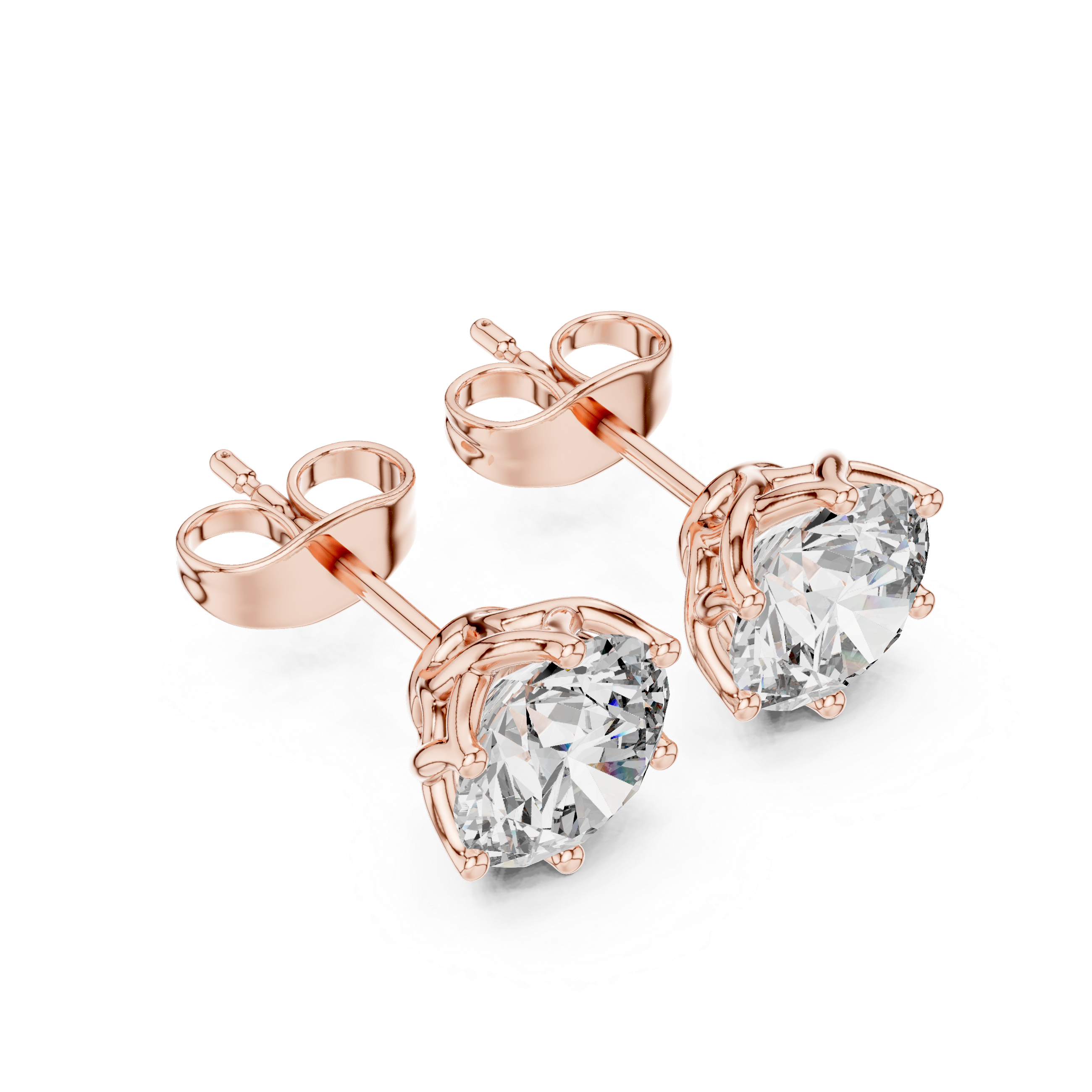 Open Petal Diamond Stud Earrings in Rose Gold - VYKA Diamonds