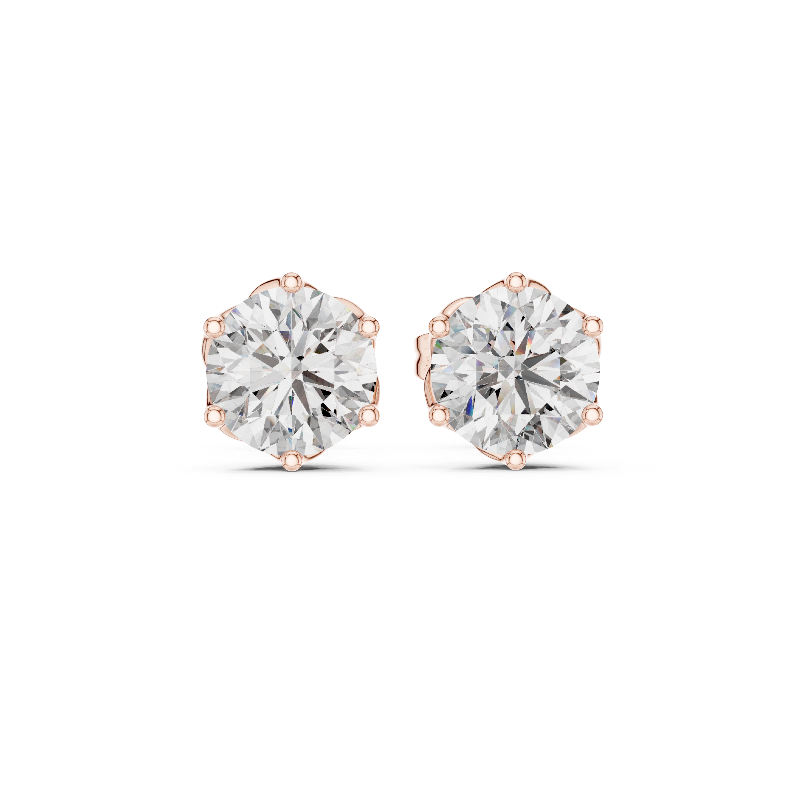 Open Petal Diamond Stud Earrings in Rose Gold - VYKA Diamonds
