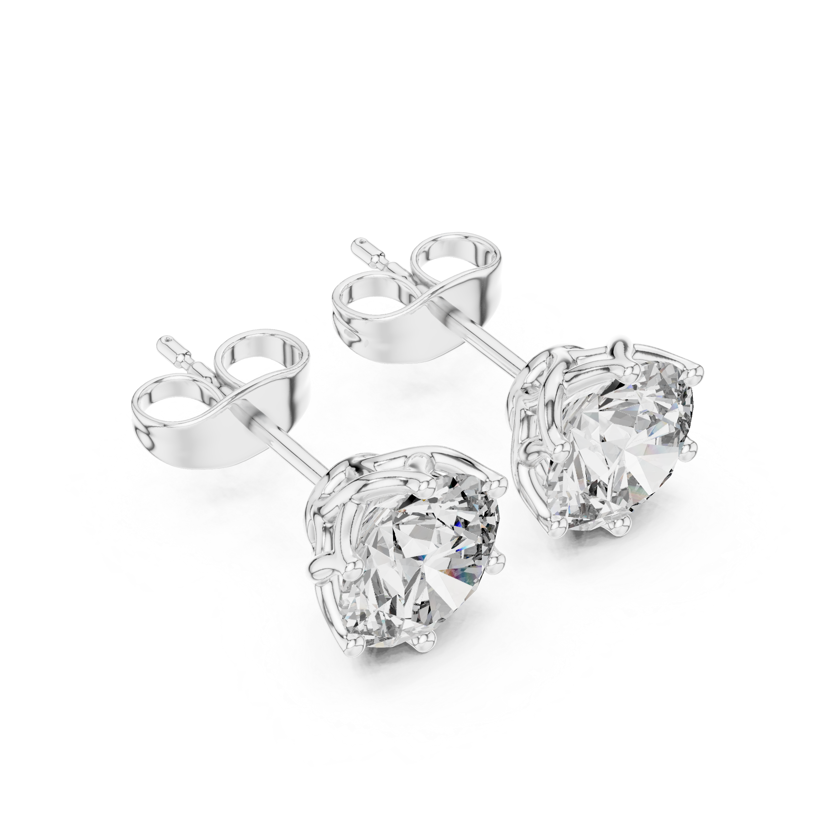 Open Petal Diamond Stud Earrings in White Gold - VYKA Diamonds