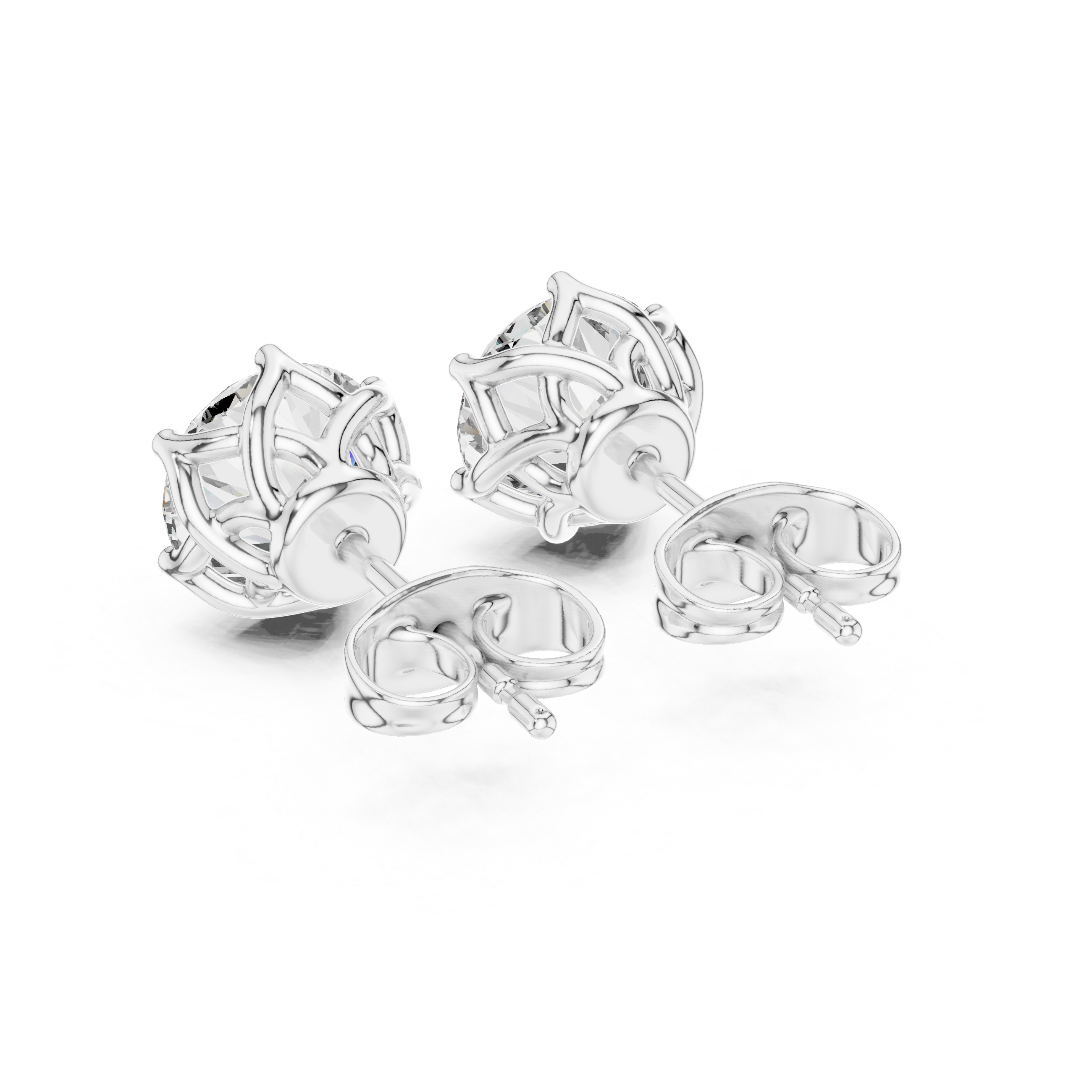 Open Petal Diamond Stud Earrings in White Gold - VYKA Diamonds
