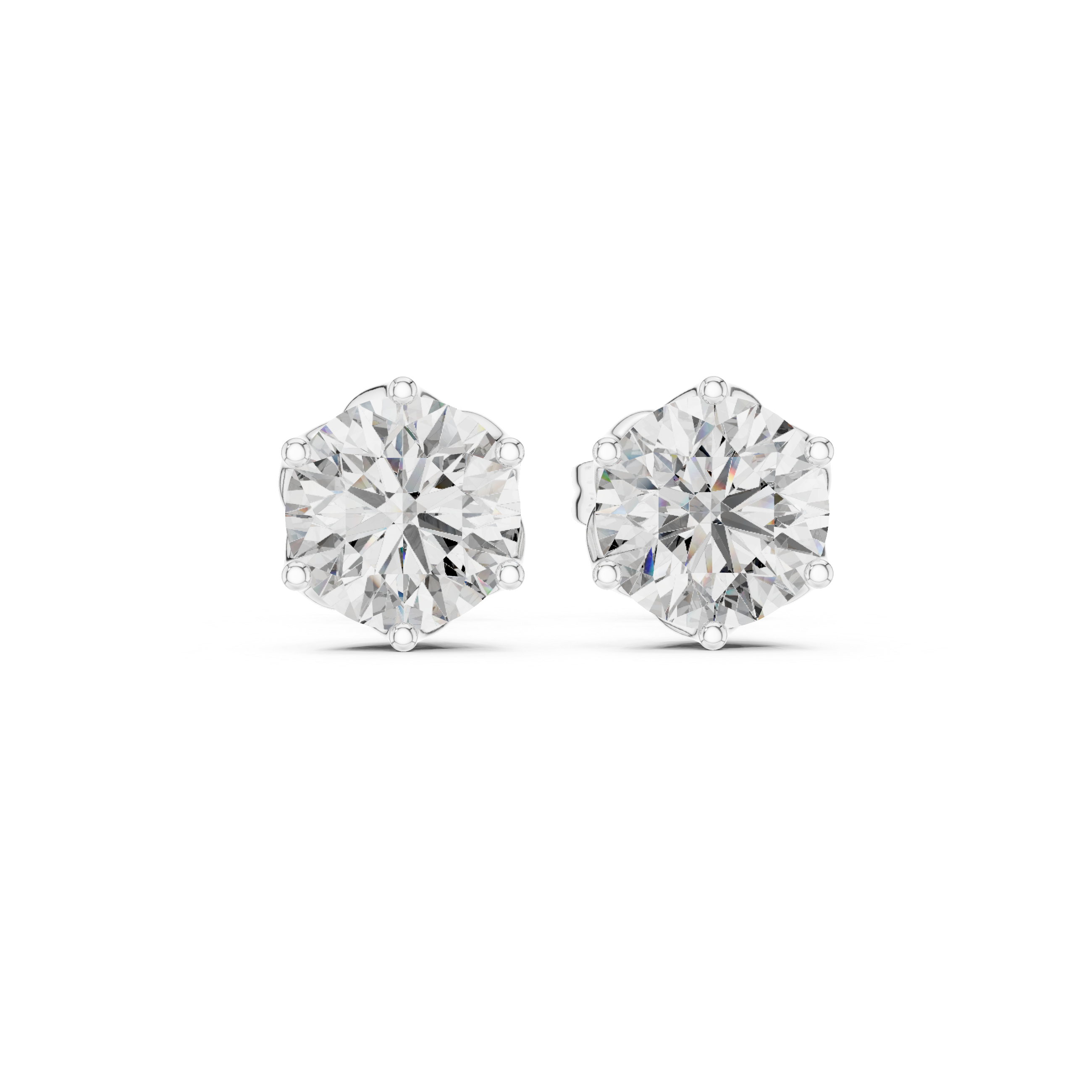 Open Petal Diamond Stud Earrings in White Gold - VYKA Diamonds