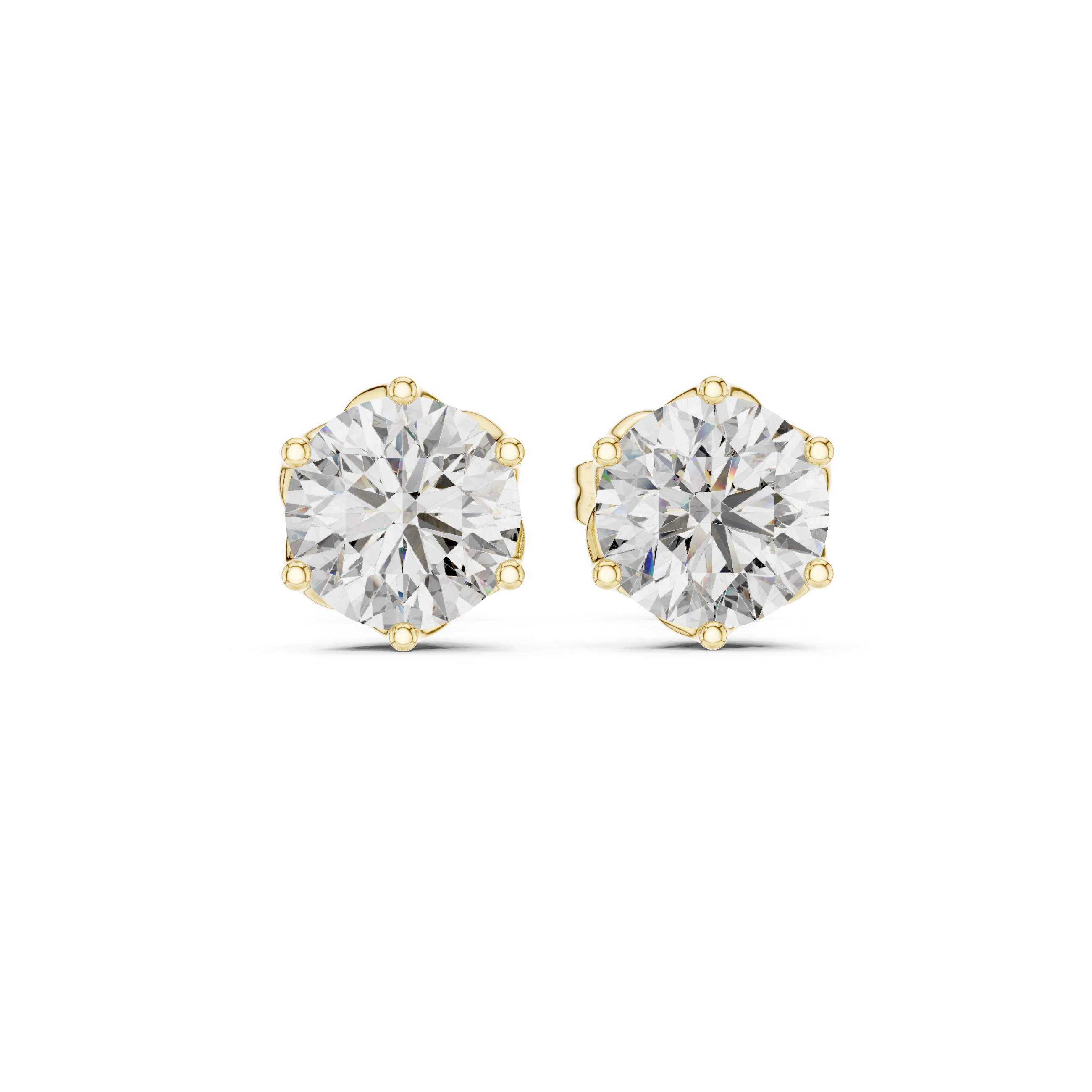 Open Petal Diamond Stud Earrings in Yellow Gold - VYKA Diamonds