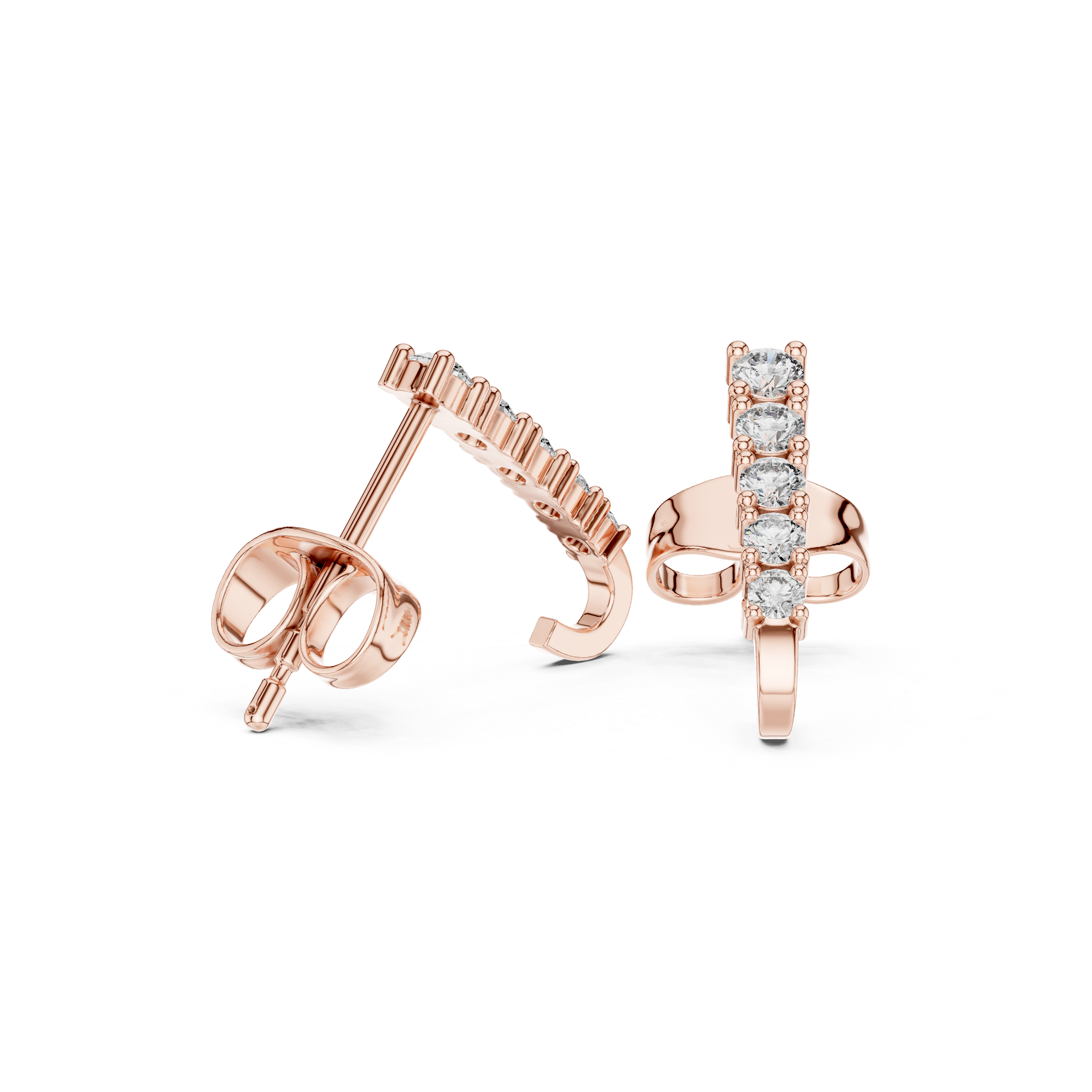 Honeycomb Cluster Diamond Stud Earrings in Rose Gold - VYKA Diamonds