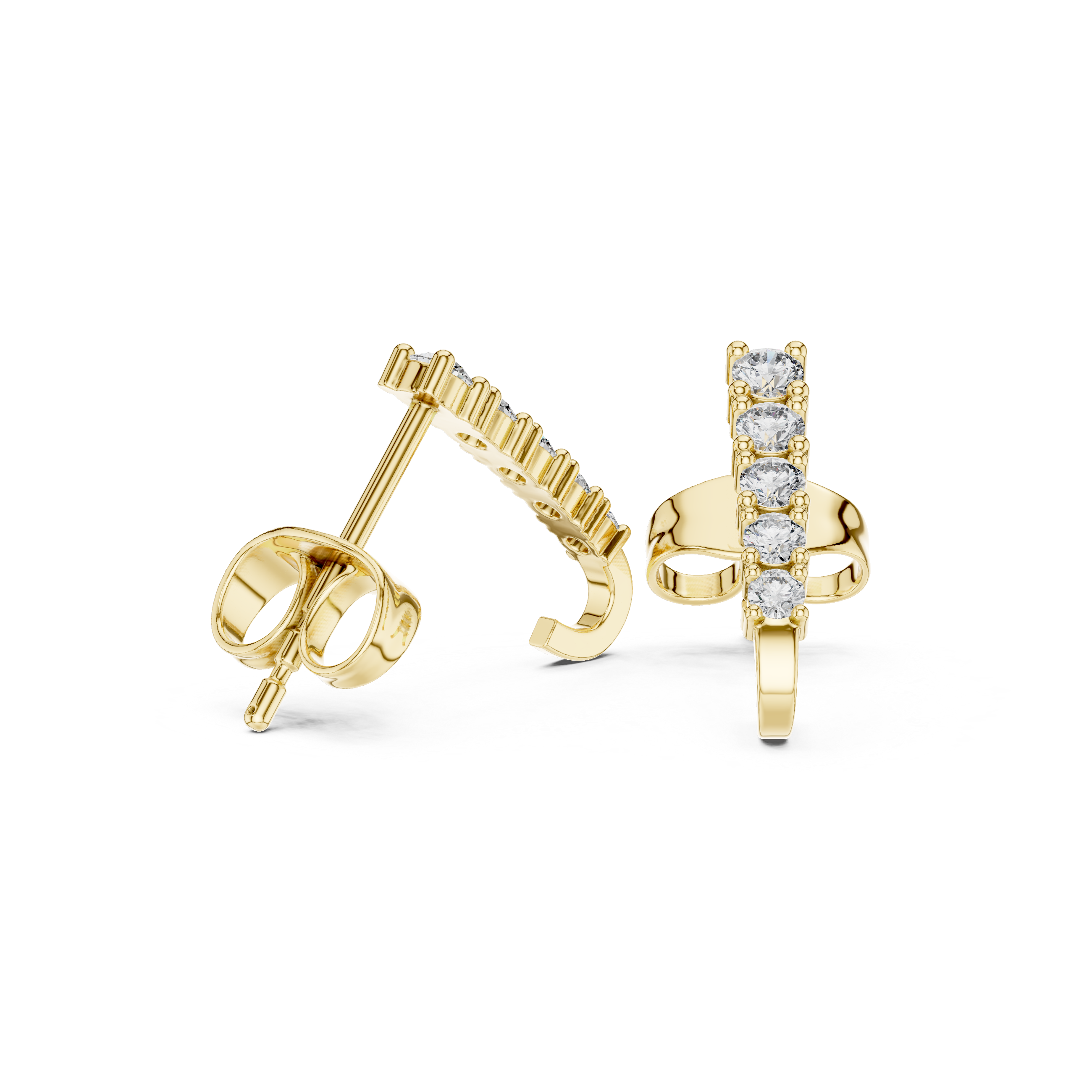 Honeycomb Cluster Diamond Stud Earrings in Yellow Gold - VYKA Diamonds