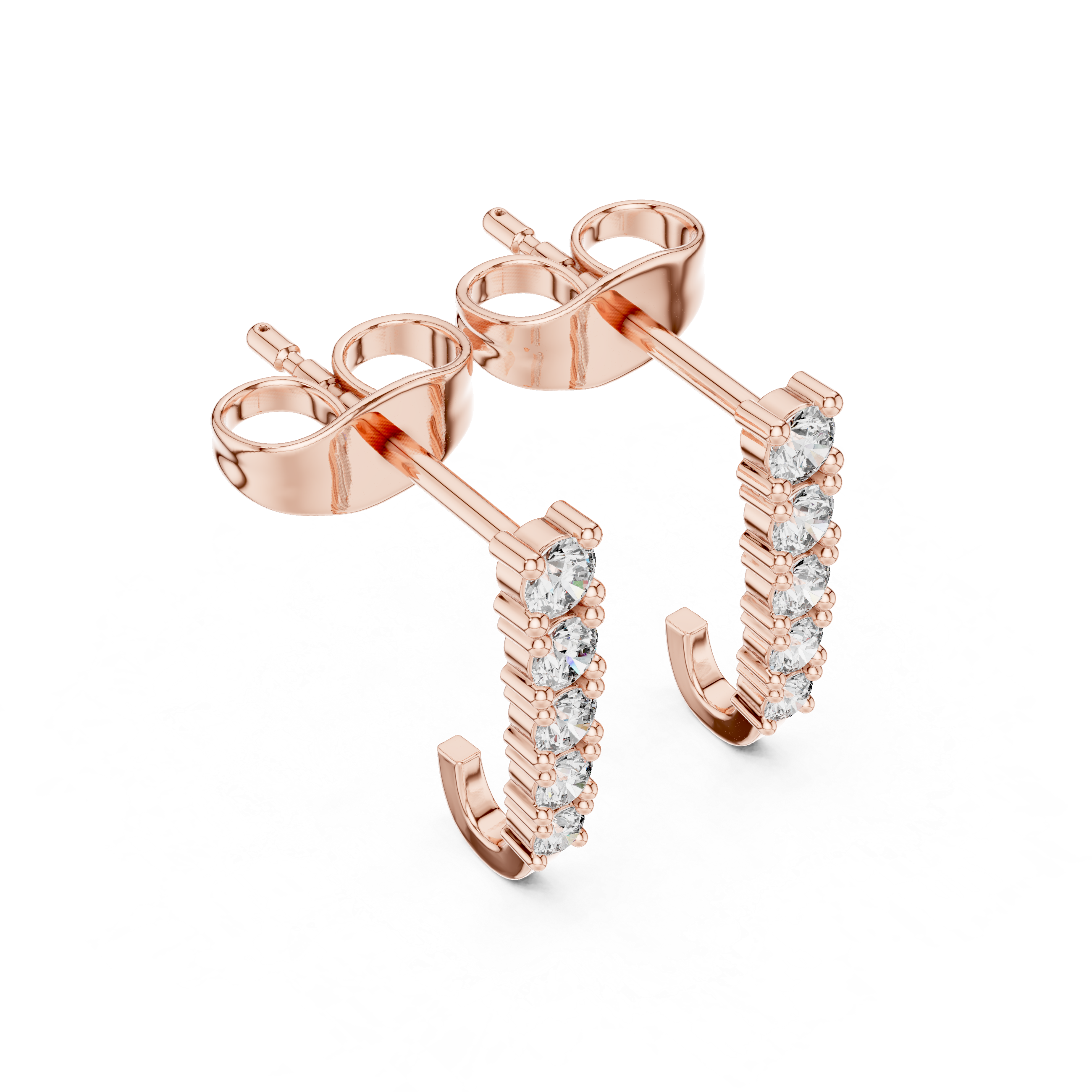 Honeycomb Cluster Diamond Stud Earrings in Rose Gold - VYKA Diamonds