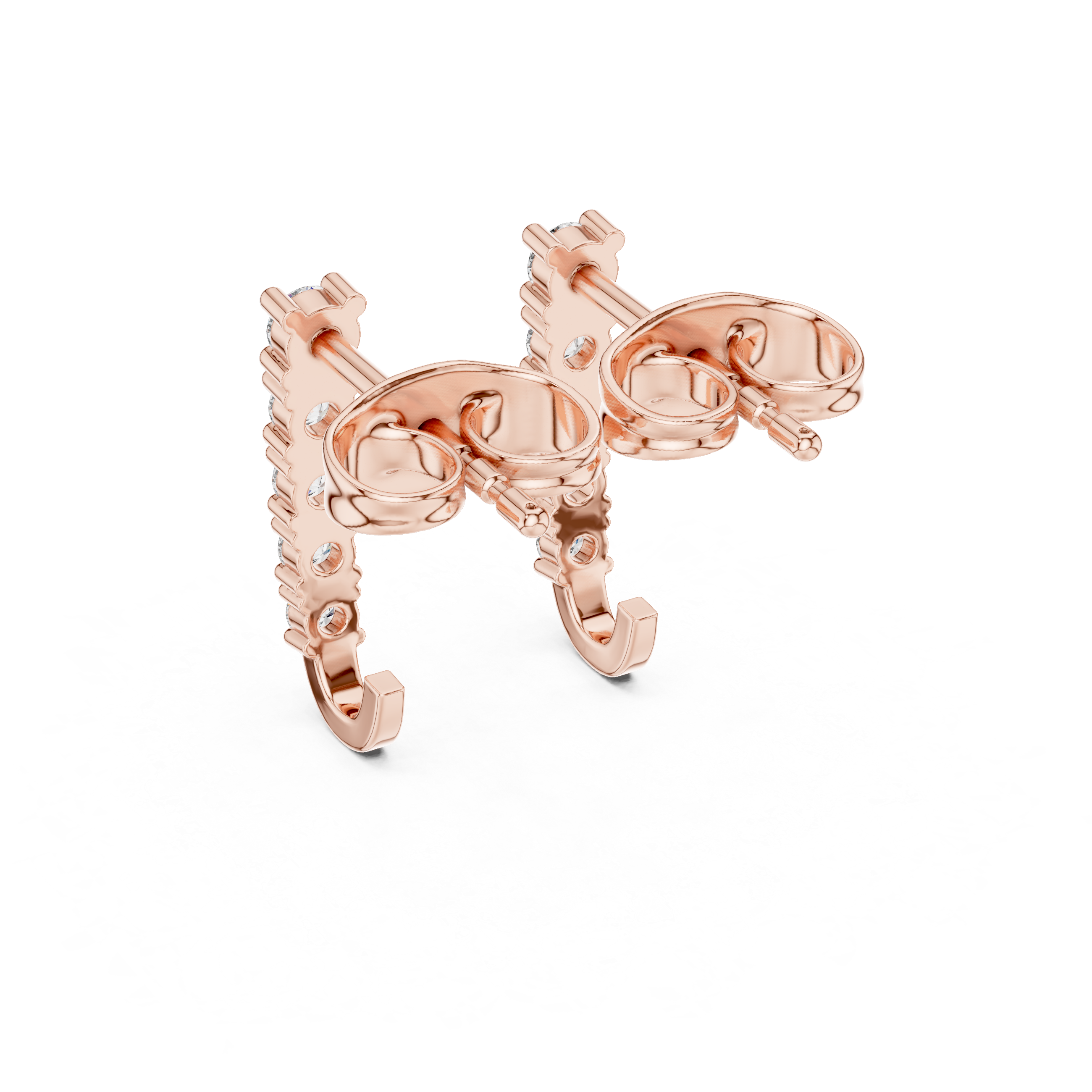 Honeycomb Cluster Diamond Stud Earrings in Rose Gold - VYKA Diamonds