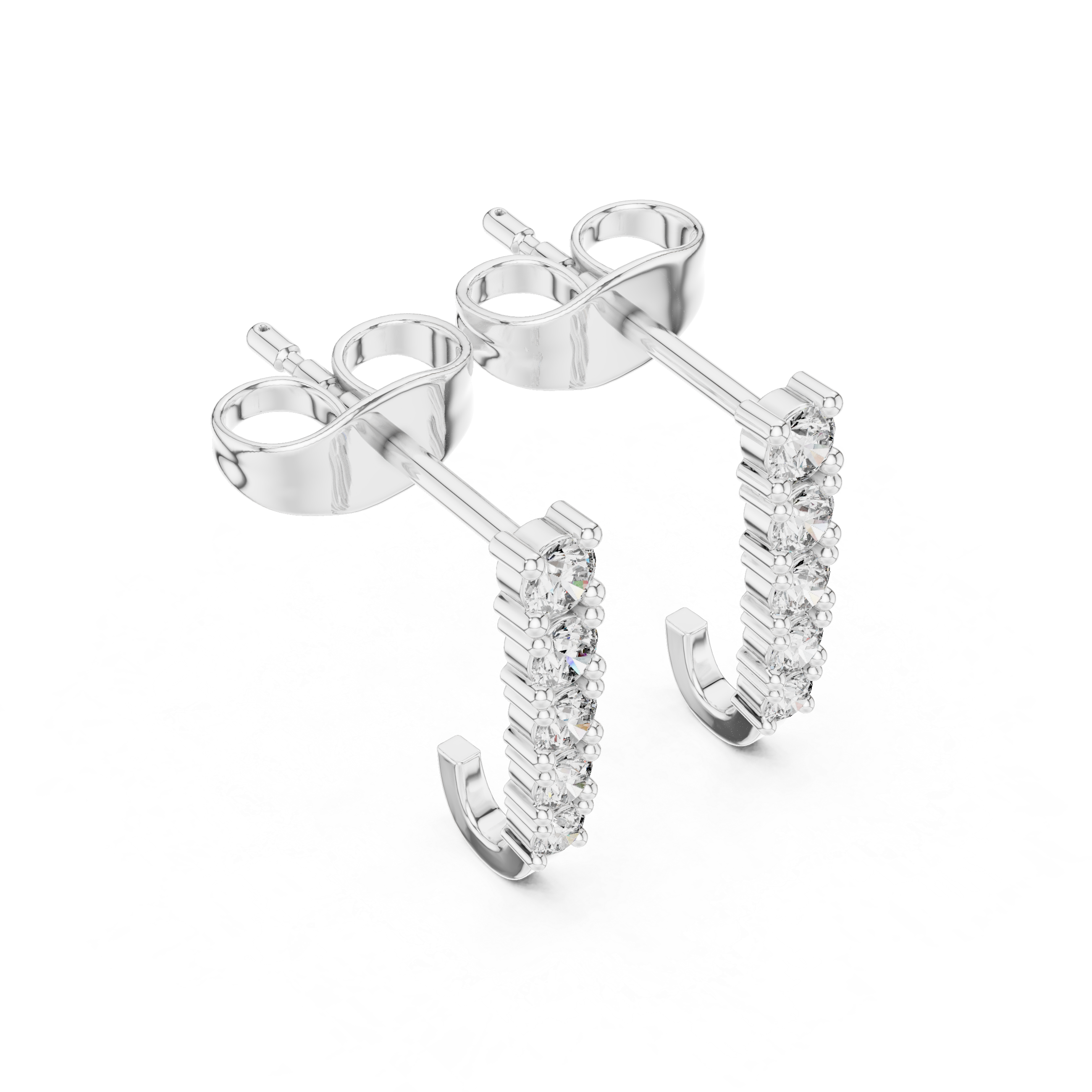 Honeycomb Cluster Diamond Stud Earrings in White Gold - VYKA Diamonds
