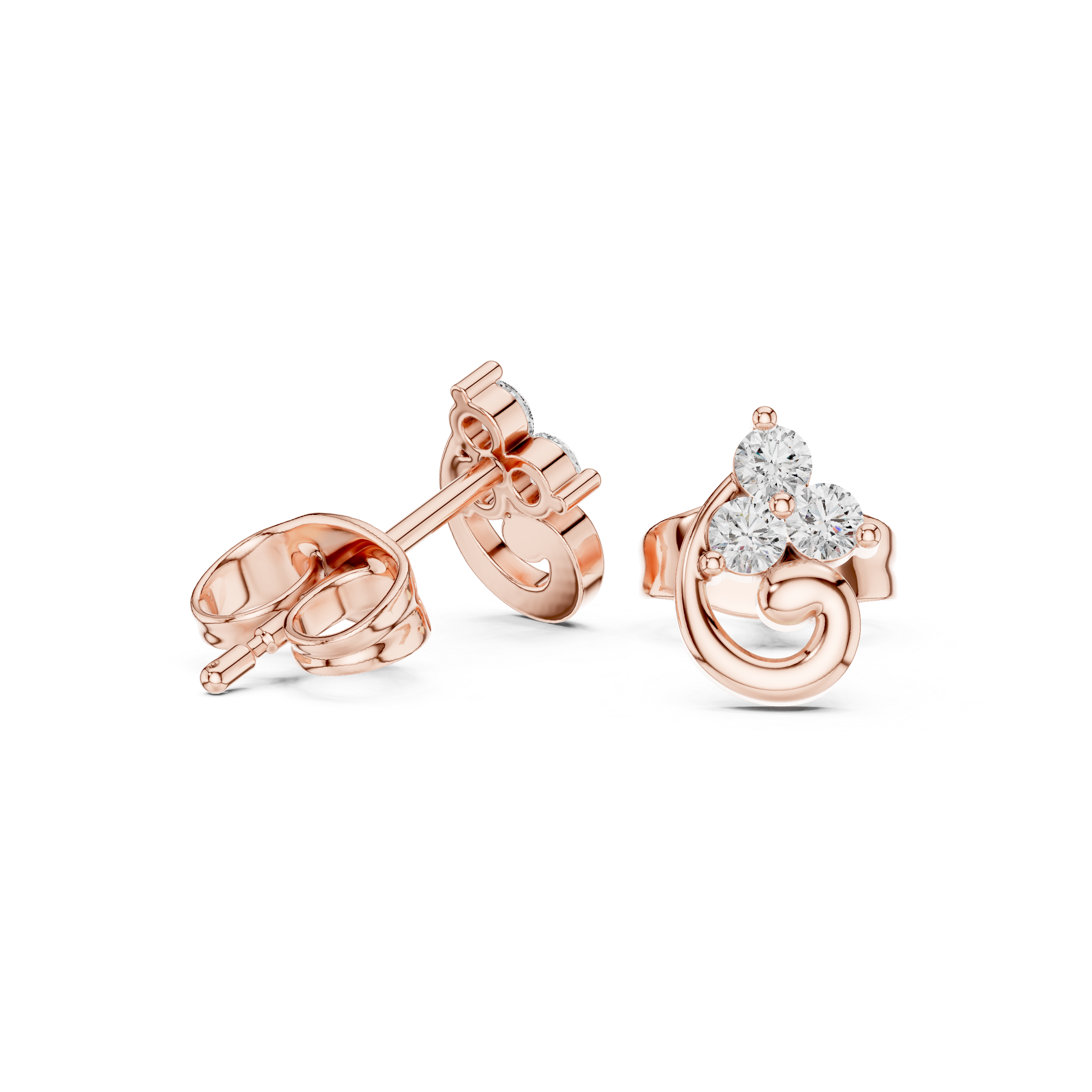 حلقان مرصّعة بالألماس ذات إطار حلزوني in Rose Gold - VYKA Diamonds