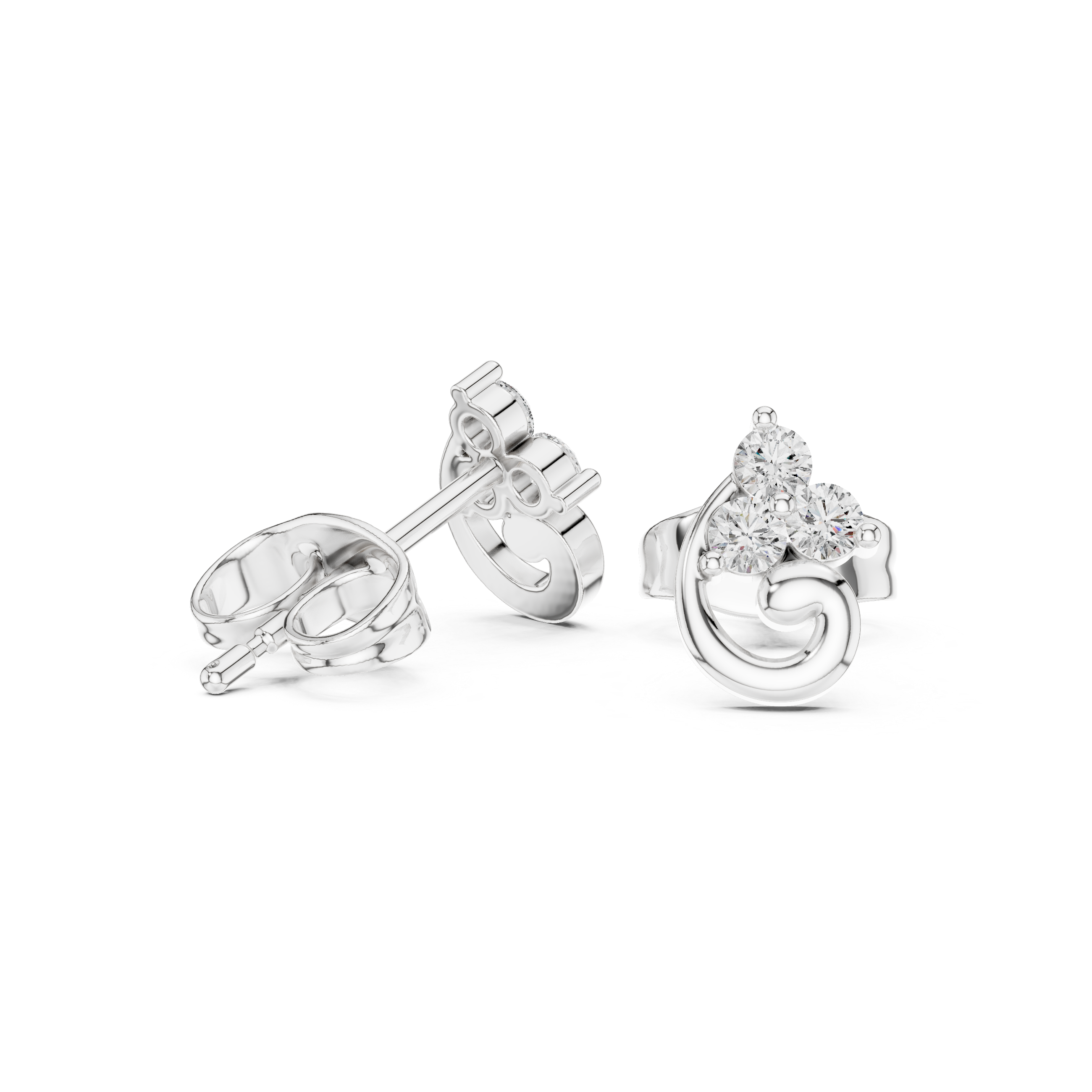 حلقان مرصّعة بالألماس ذات إطار حلزوني in White Gold - VYKA Diamonds