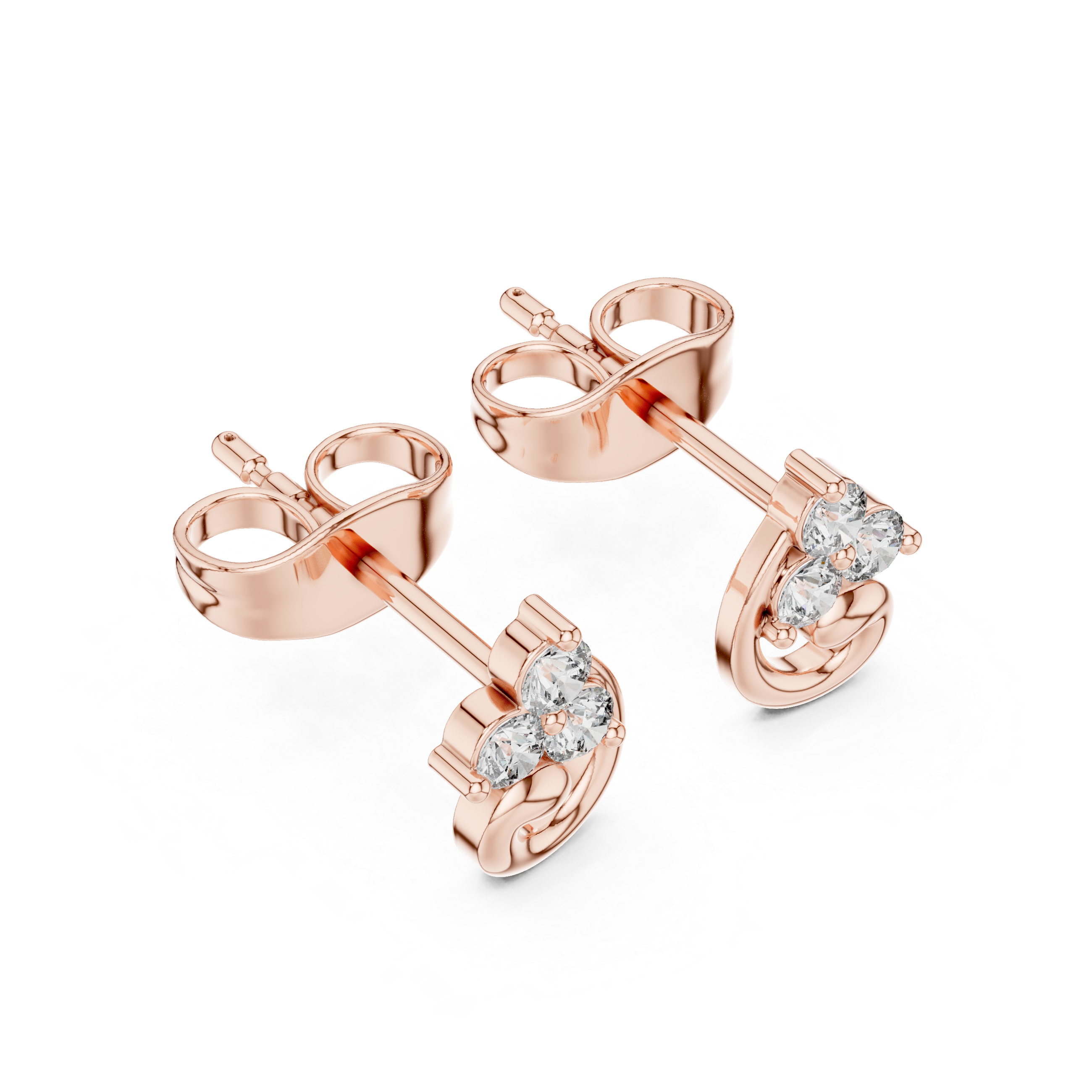 حلقان مرصّعة بالألماس ذات إطار حلزوني in Rose Gold - VYKA Diamonds