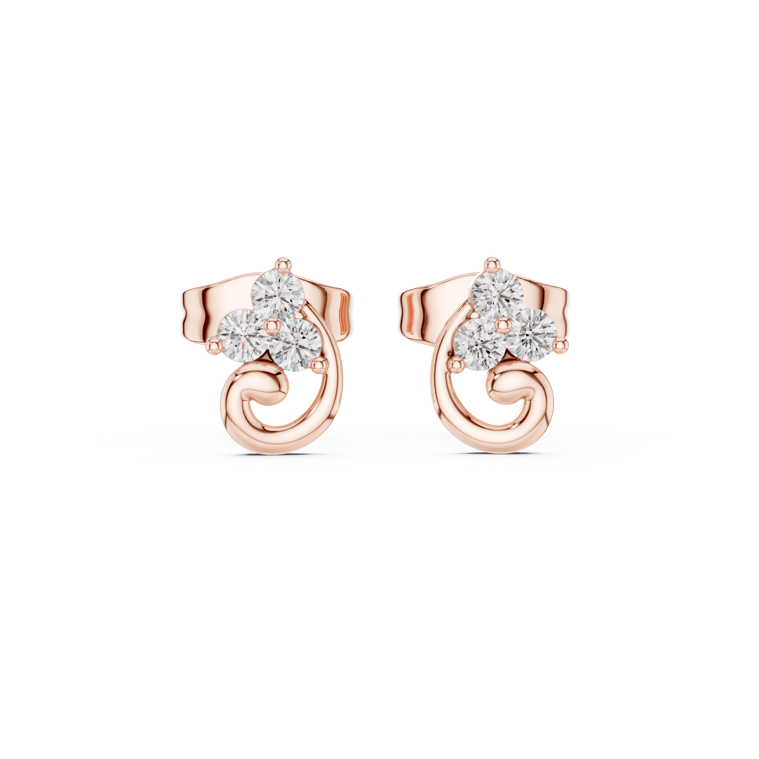 حلقان مرصّعة بالألماس ذات إطار حلزوني in Rose Gold - VYKA Diamonds