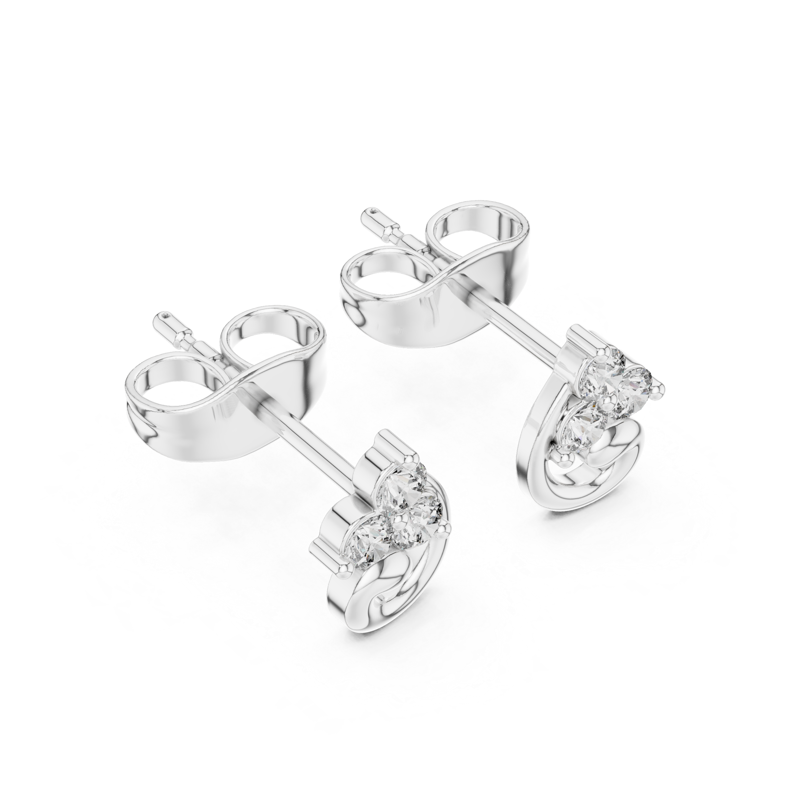 حلقان مرصّعة بالألماس ذات إطار حلزوني in White Gold - VYKA Diamonds