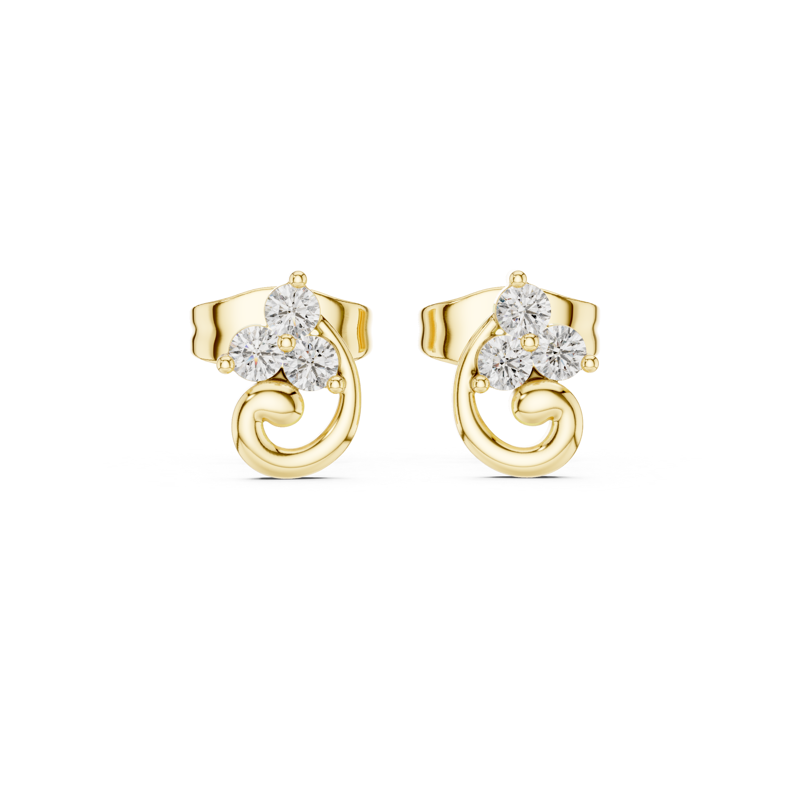 حلقان مرصّعة بالألماس ذات إطار حلزوني in Yellow Gold - VYKA Diamonds