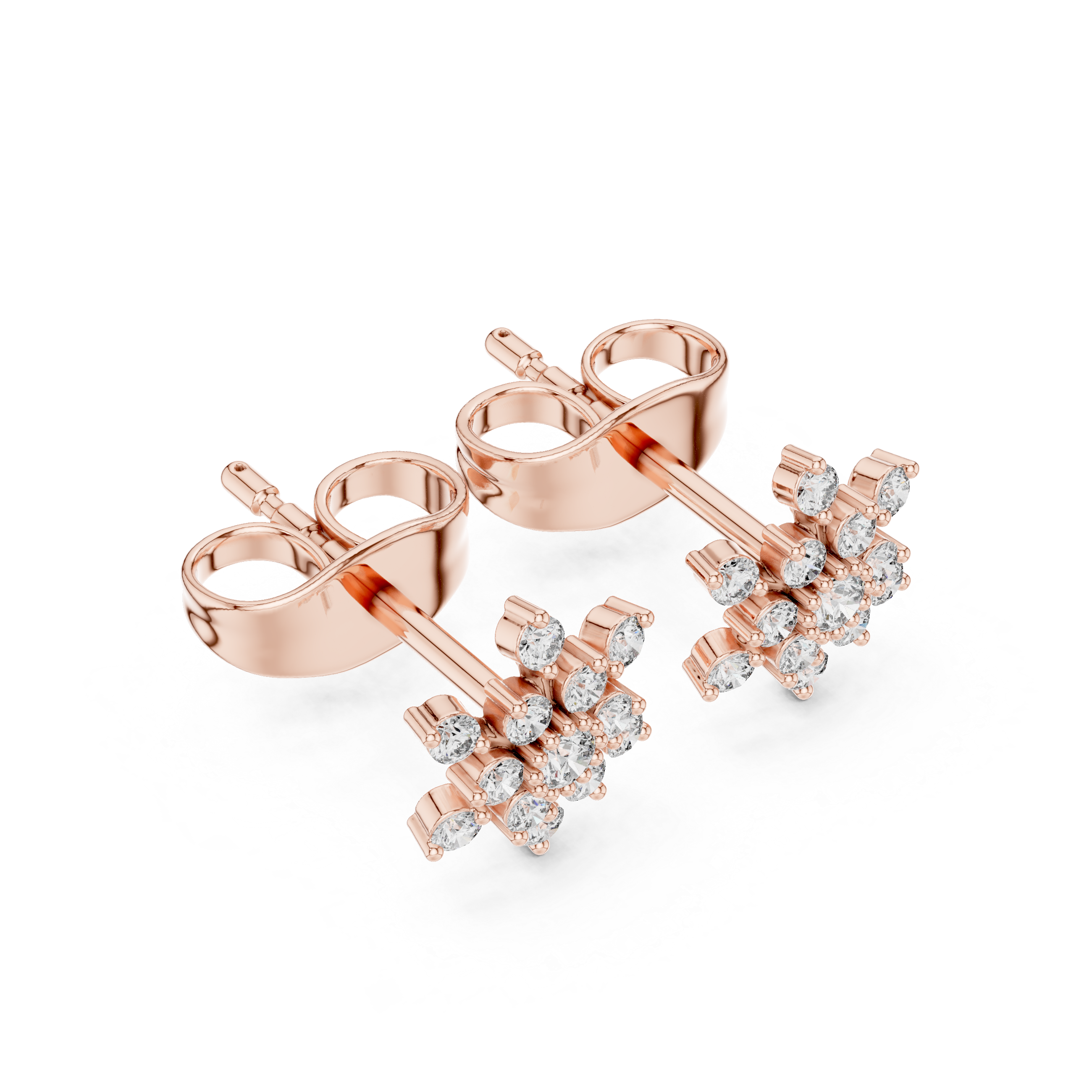 حلقان ألماس متداخلة على شكل حلقة in Rose Gold - VYKA Diamonds
