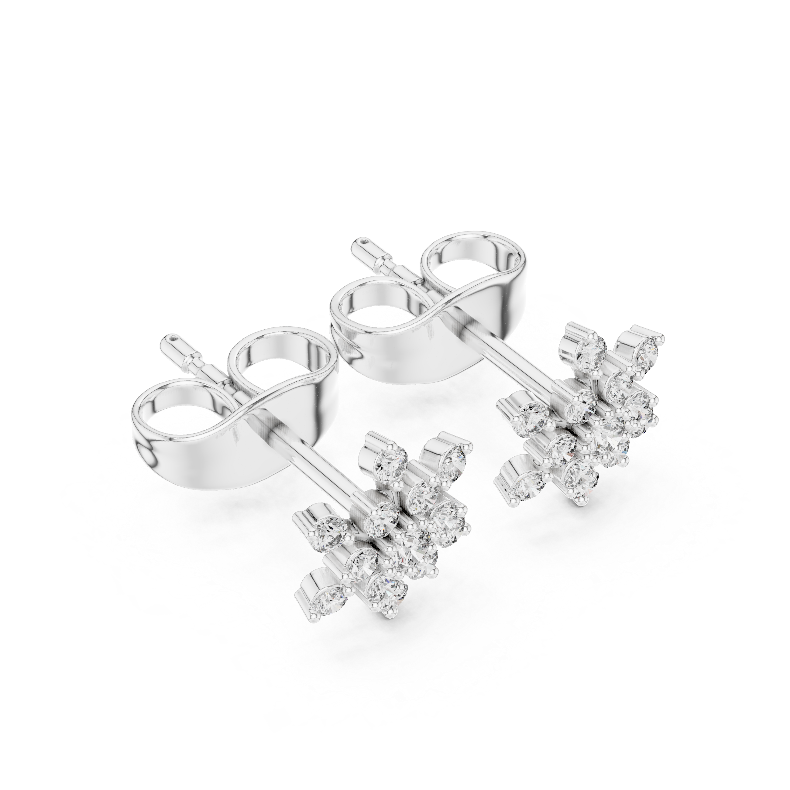 حلقان ألماس متداخلة على شكل حلقة in White Gold - VYKA Diamonds