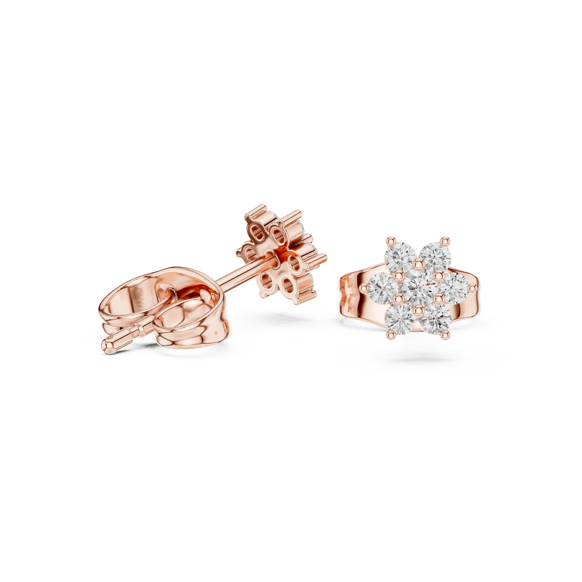Mini Flower Cluster Diamond Stud Earrings