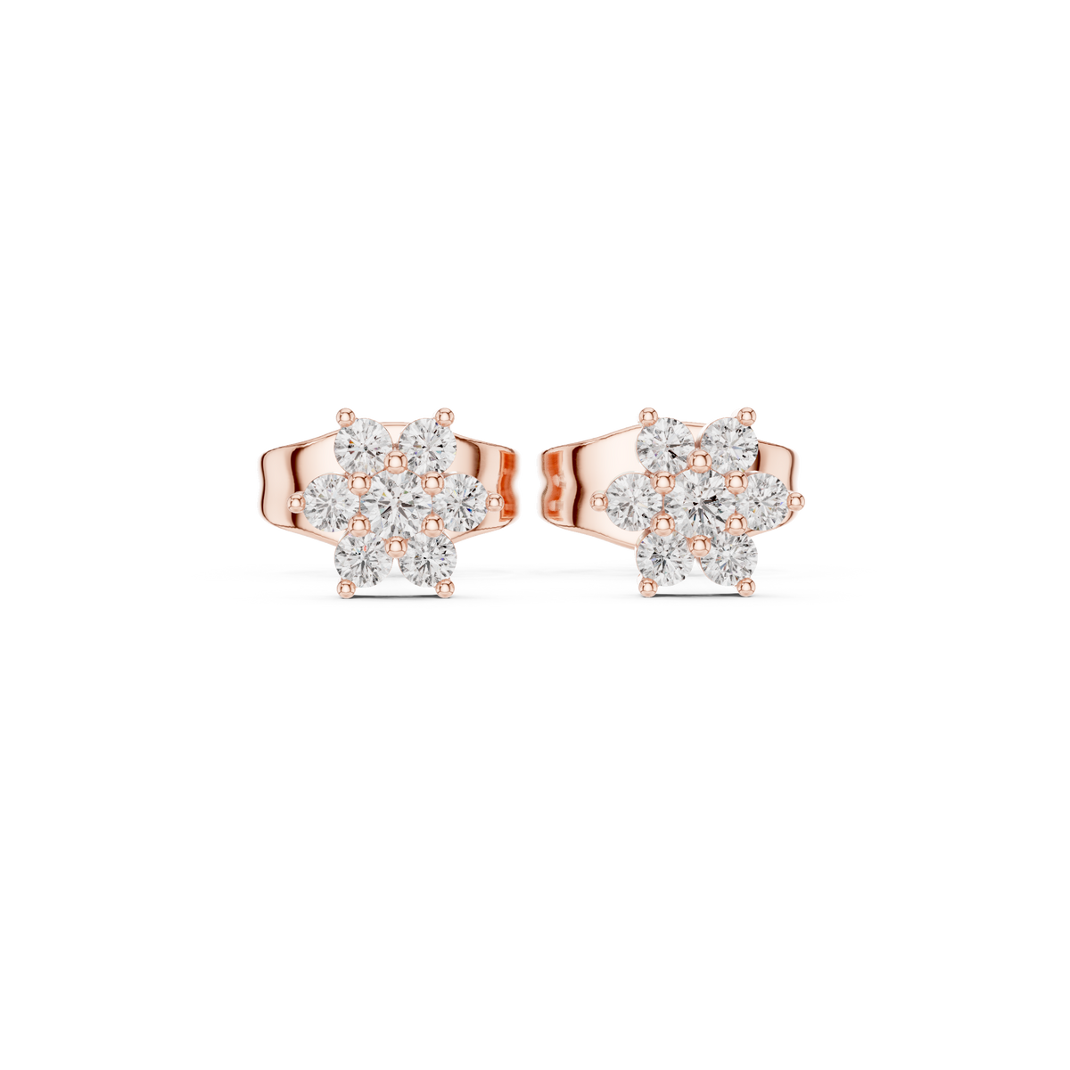 أقراط بتجمّع ألماس صغير على شكل زهرة in Rose Gold - VYKA Diamonds