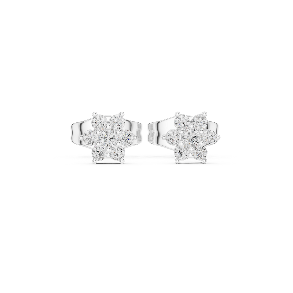 Mini Flower Cluster Diamond Stud Earrings