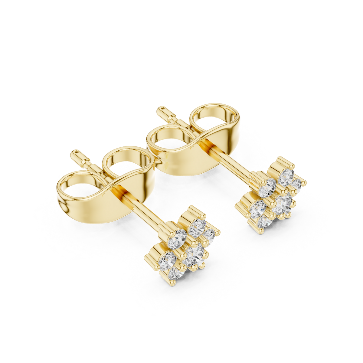 Mini Flower Cluster Diamond Stud Earrings